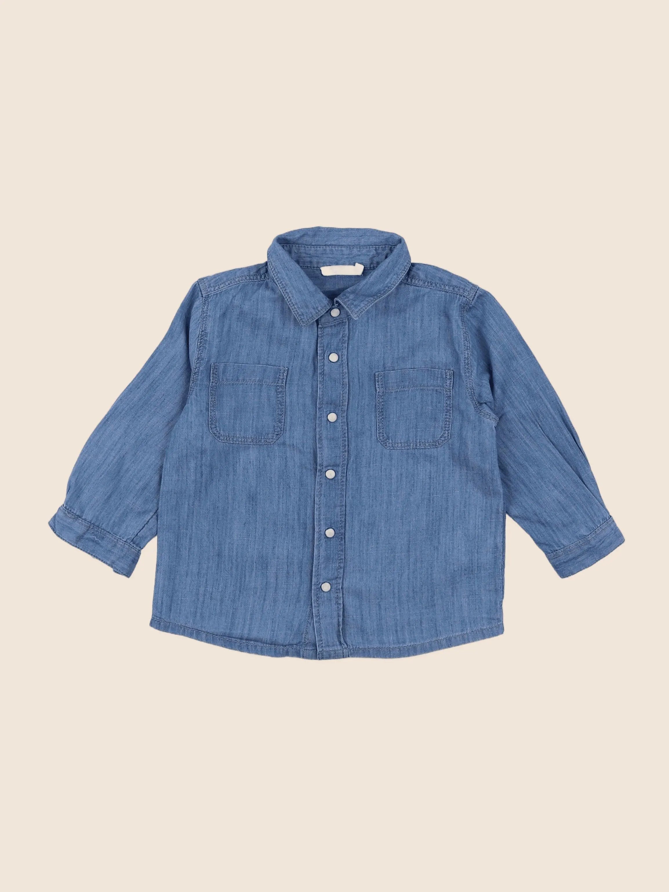 Boutchou - chemise bleu - 12 mois