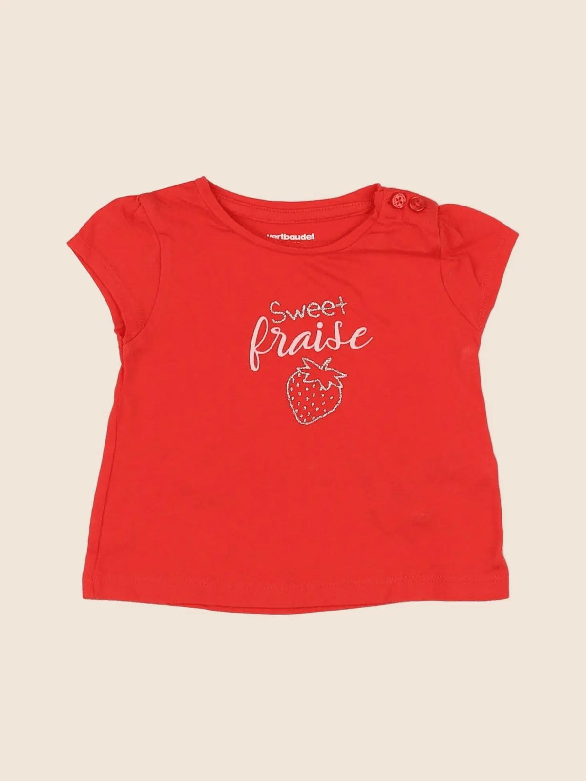 Vertbaudet - tee-shirt rouge - 3 mois
