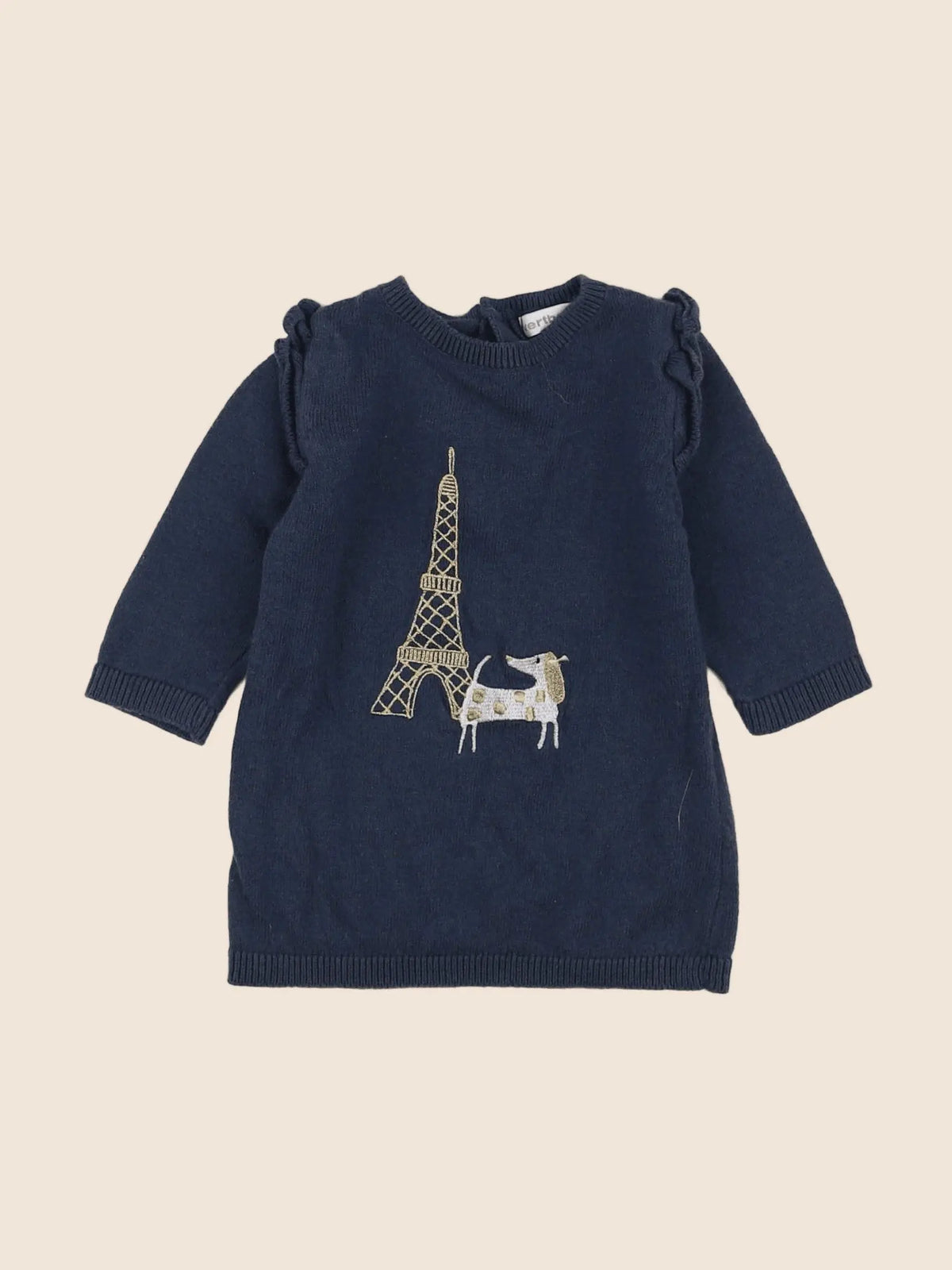 Vertbaudet - robe bleu, or - 3 mois