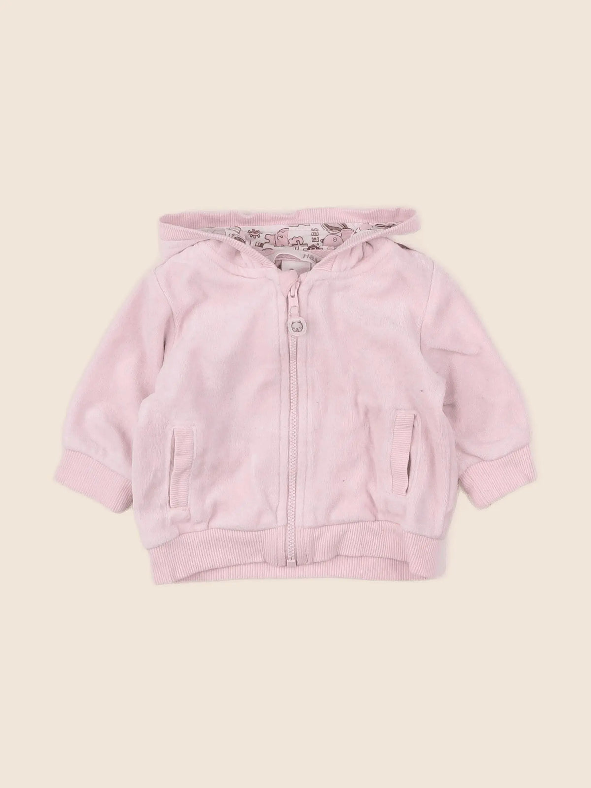 H&M - sweat imprimé au dos rose - 1/3 mois