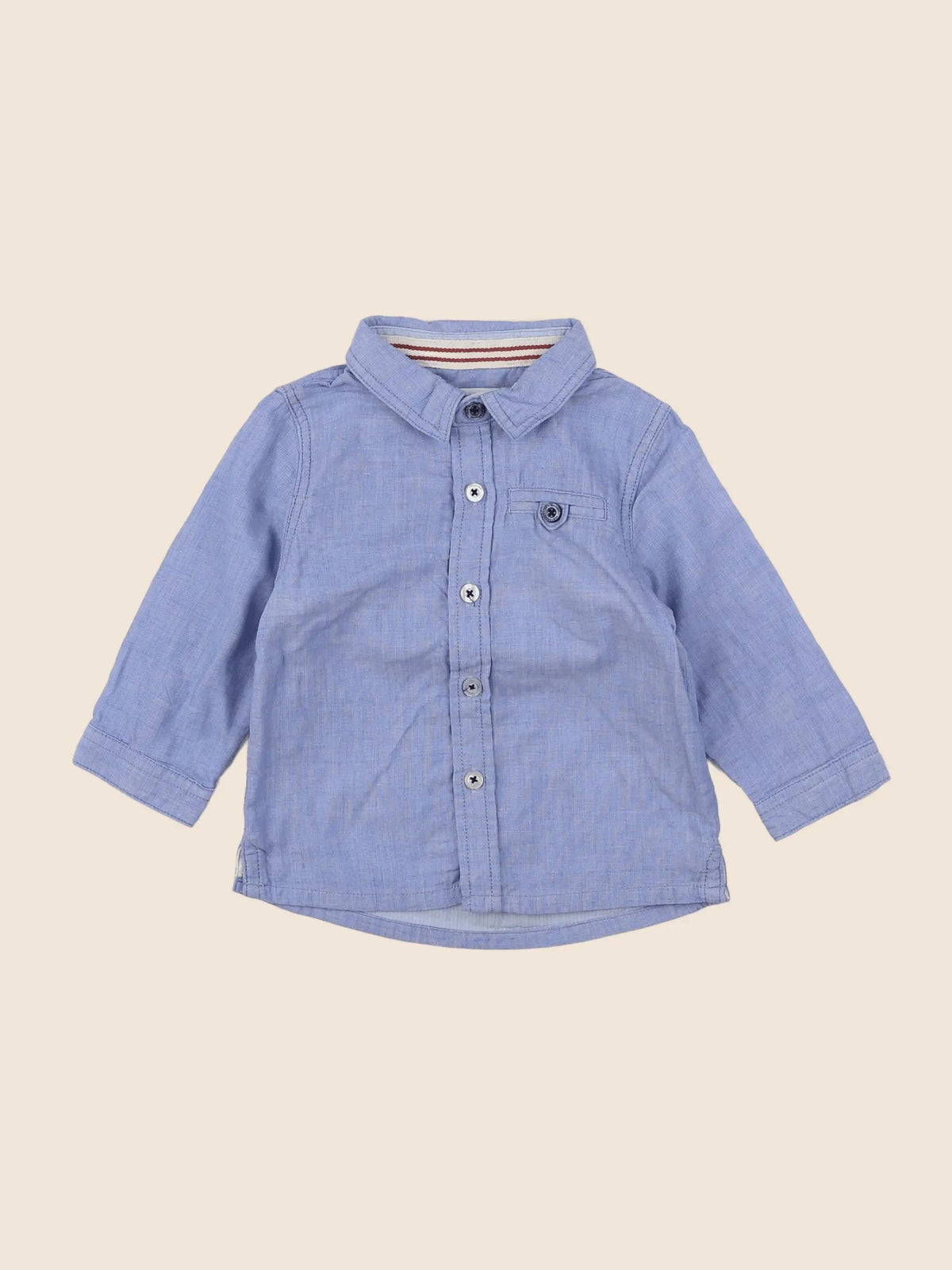 Vertbaudet - chemise bleu - 9 mois
