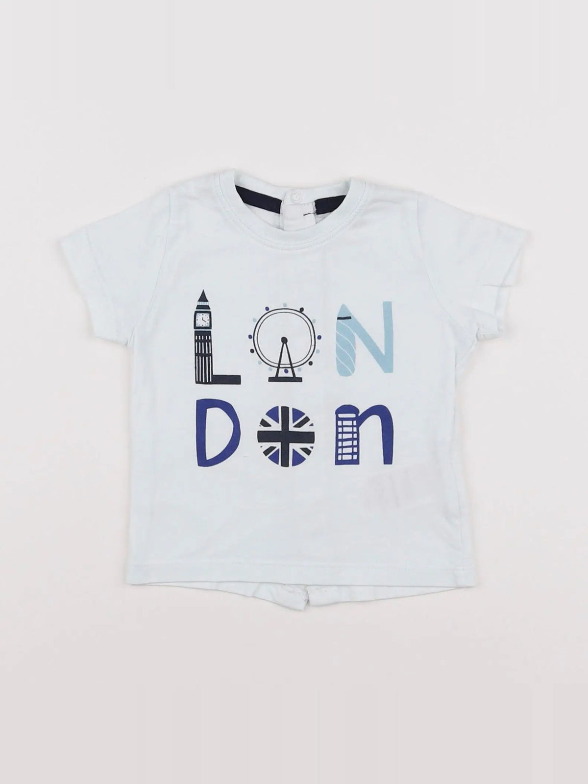 Vertbaudet - tee-shirt blanc, bleu - 3 mois