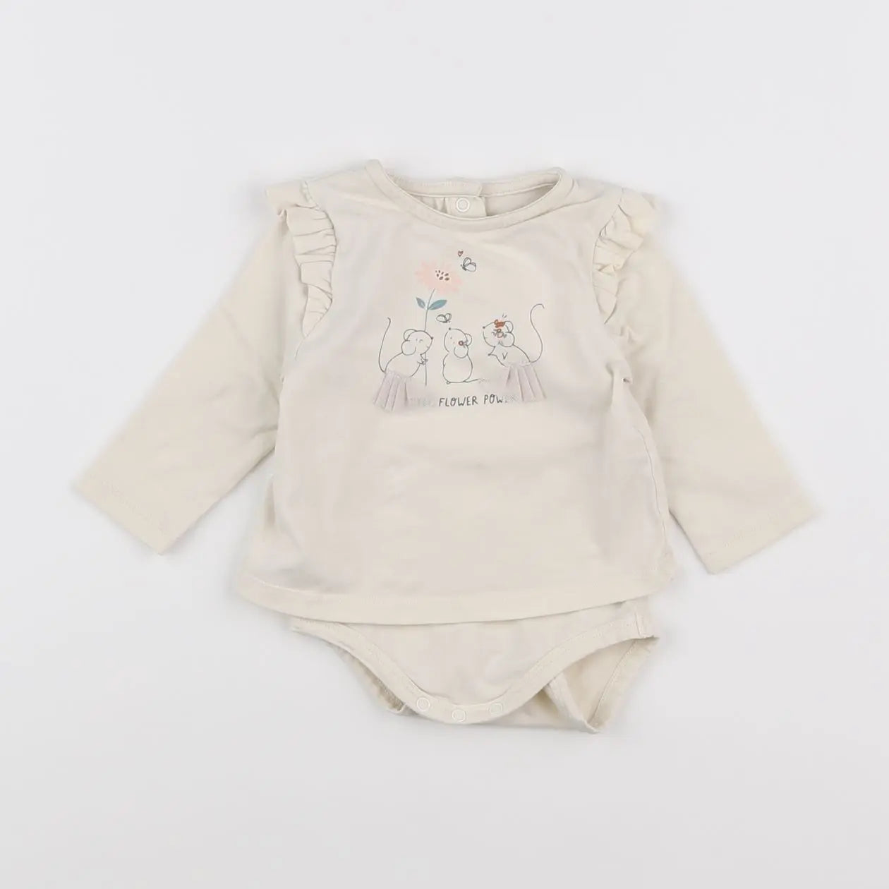 Vertbaudet - body tee-shirt beige - 3 mois