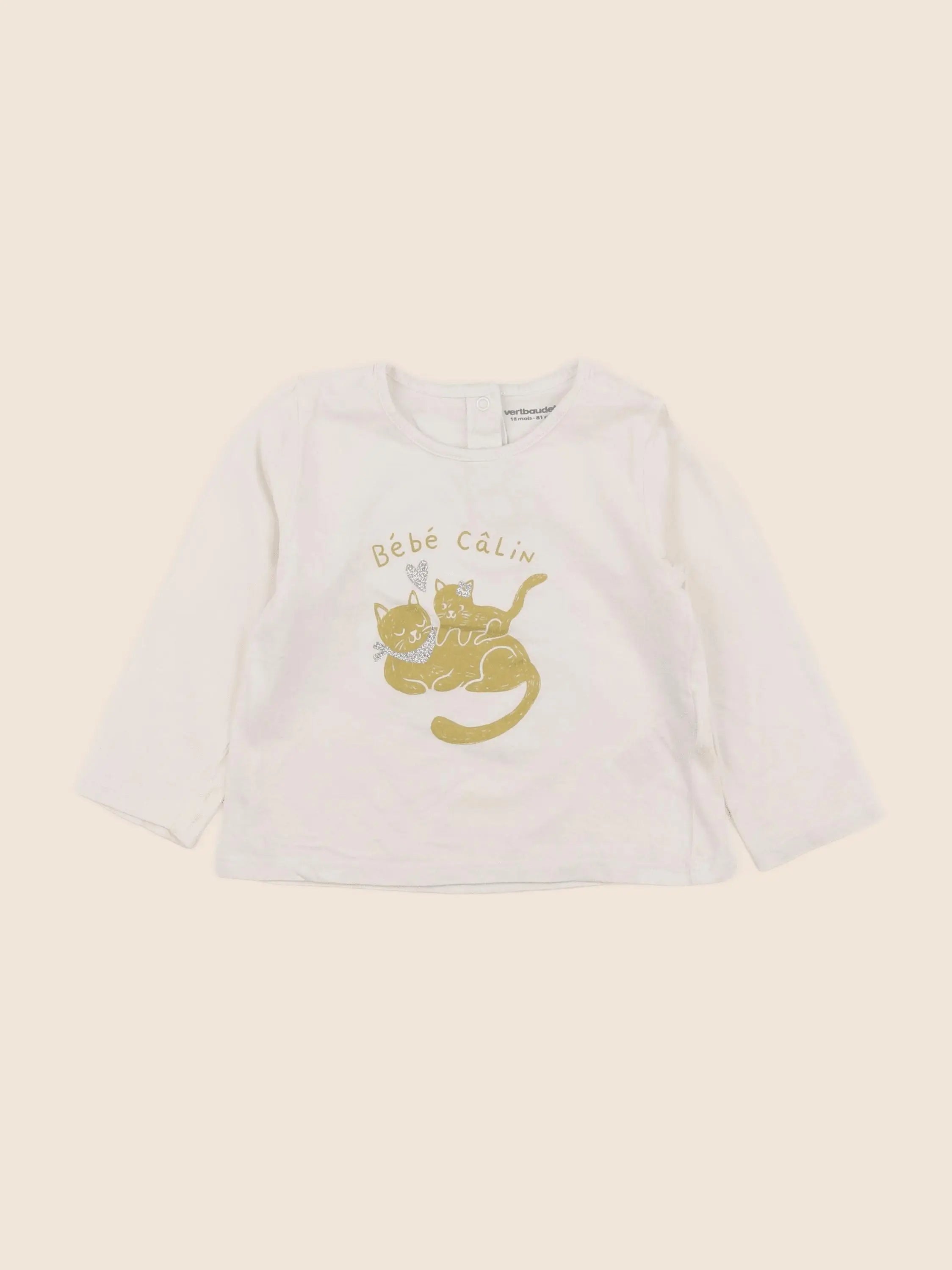 Vertbaudet - tee-shirt beige - 18 mois