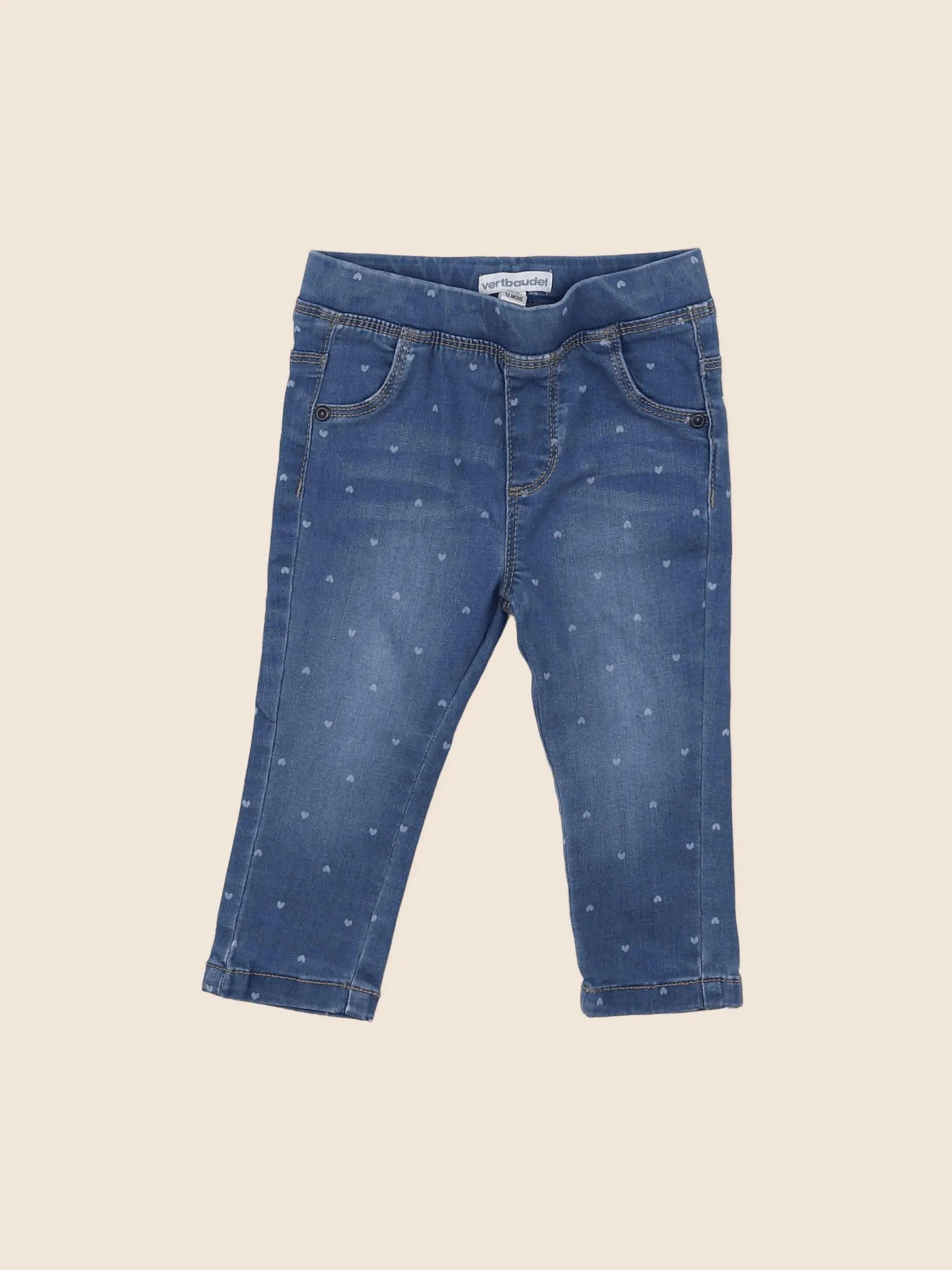 Vertbaudet - jegging bleu - 12 mois