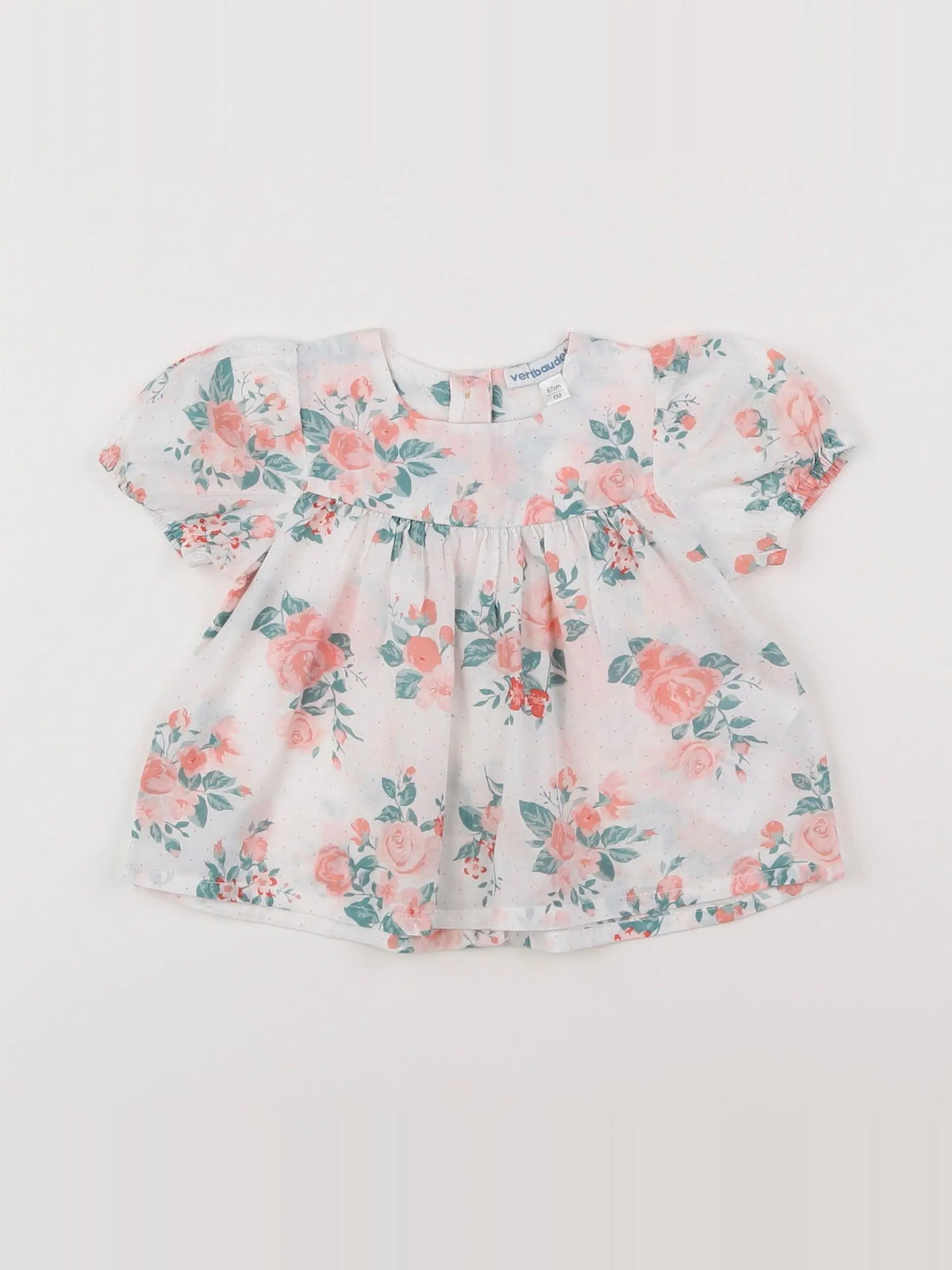 Vertbaudet - blouse blanc, rose - 6 mois