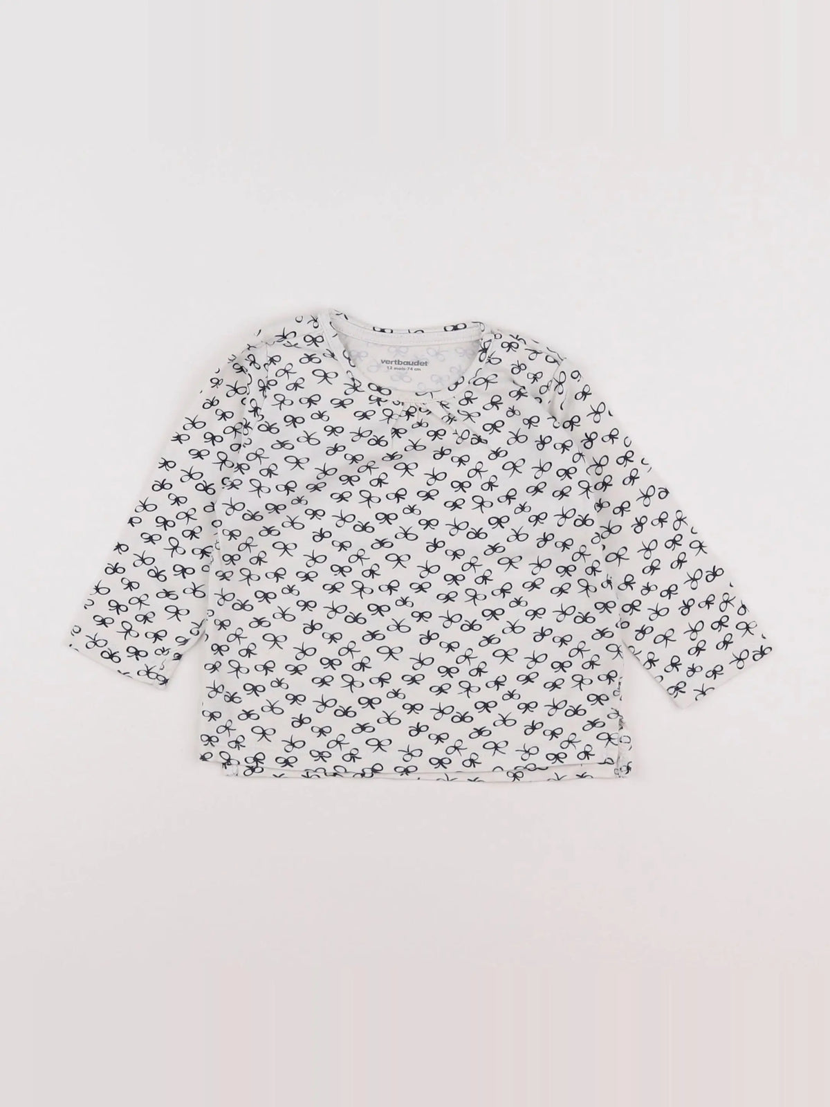Vertbaudet - tee-shirt blanc, bleu - 12 mois