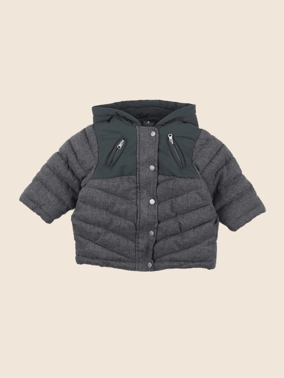 Vertbaudet - doudoune gris, vert - 9 mois