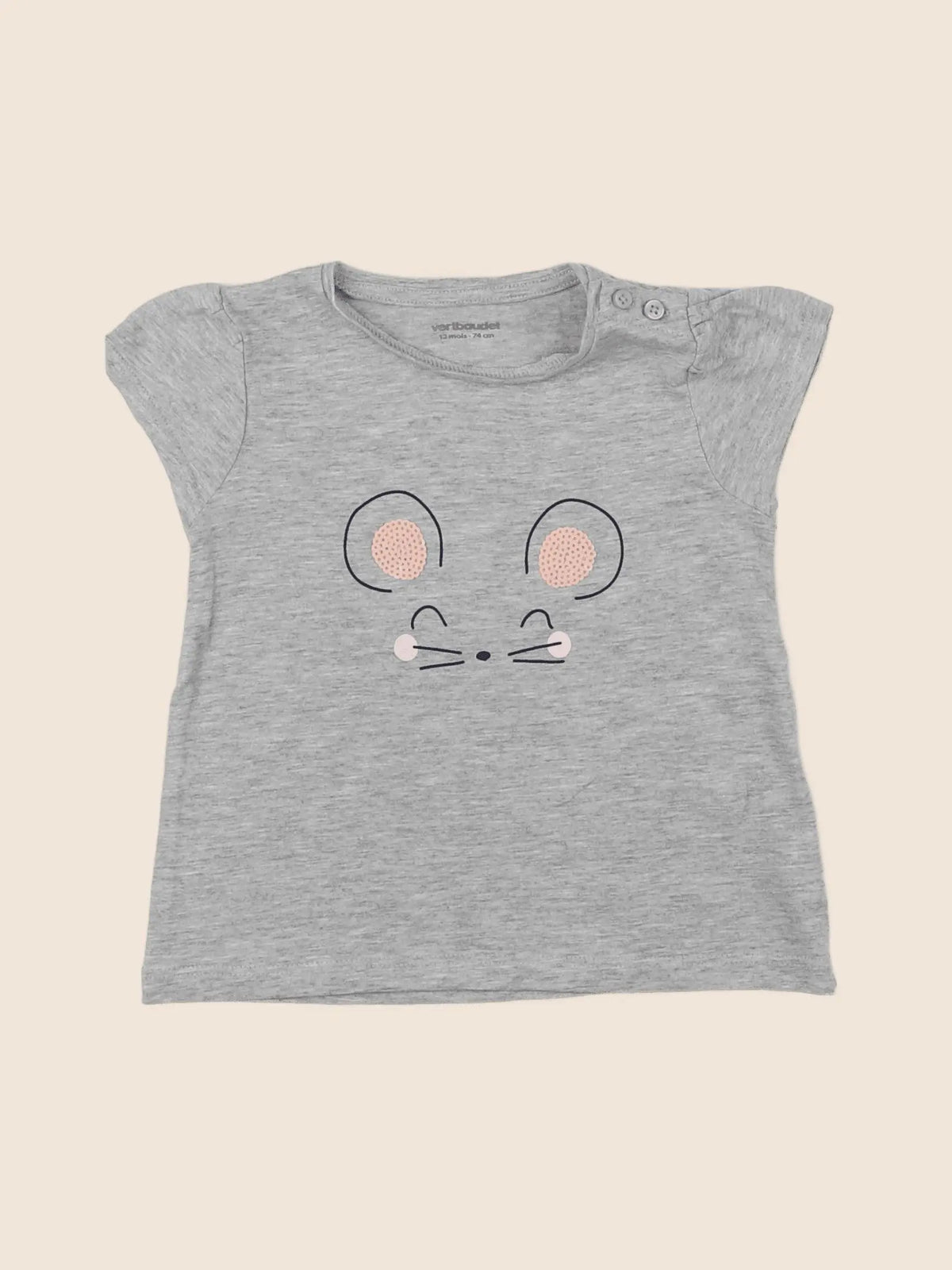 Vertbaudet - tee-shirt gris - 12 mois