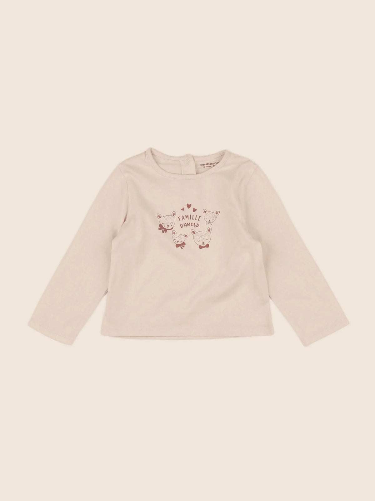 Vertbaudet - tee-shirt beige - 12 mois