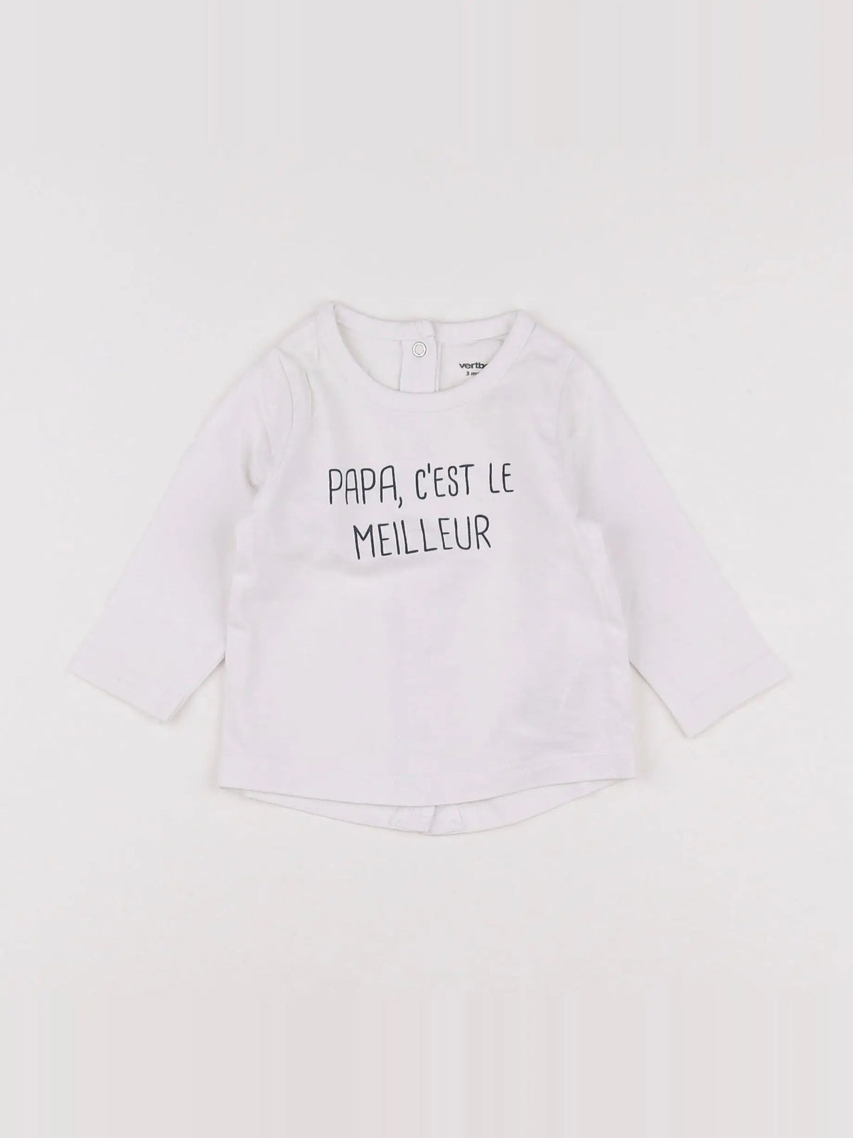 Vertbaudet - tee-shirt blanc, bleu - 3 mois