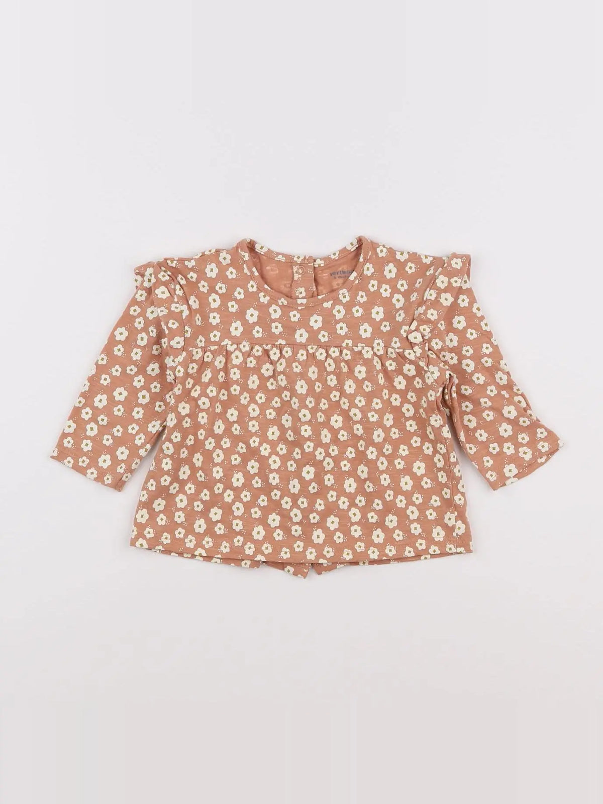 Vertbaudet - tee-shirt marron, blanc - 6 mois