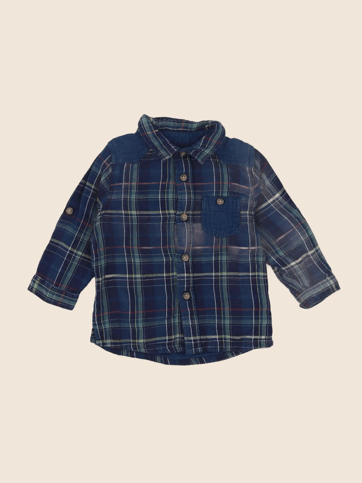 Vertbaudet - chemise bleu - 12 mois