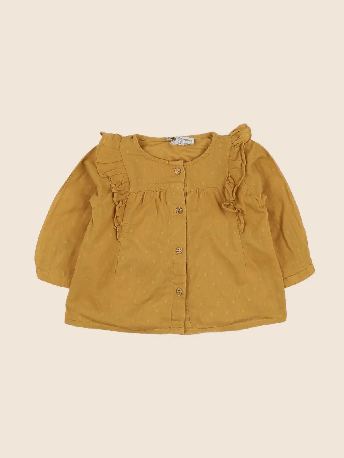 Vertbaudet - blouse jaune, marron - 6 mois