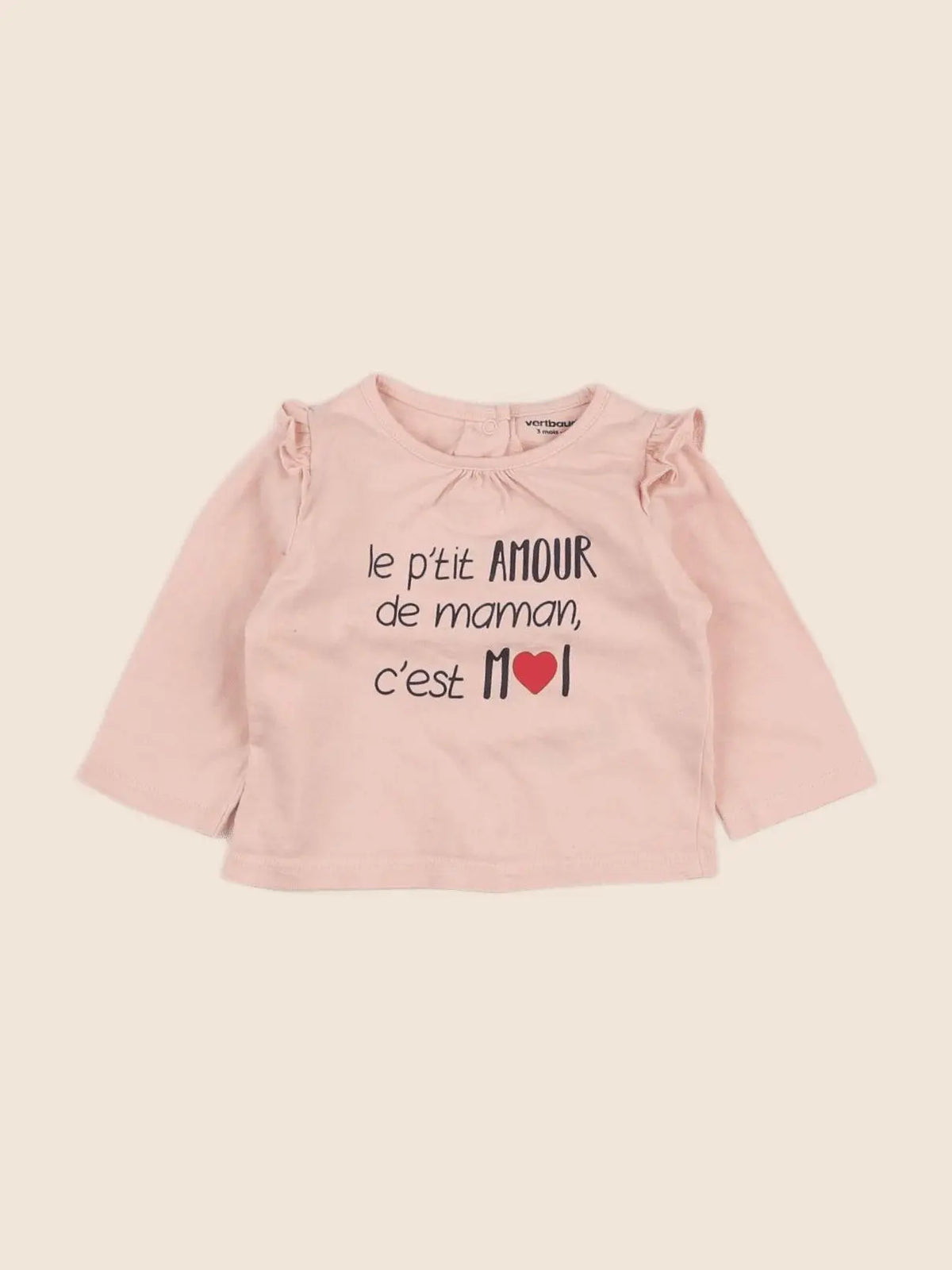 Vertbaudet - tee-shirt rose - 3 mois