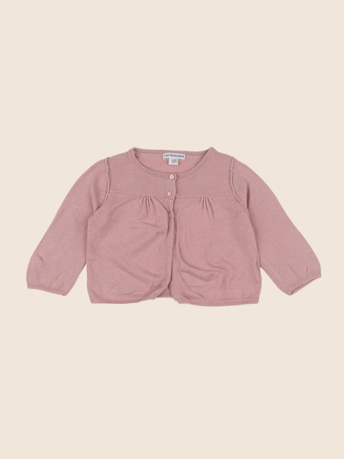 Vertbaudet - gilet rose - 12 mois