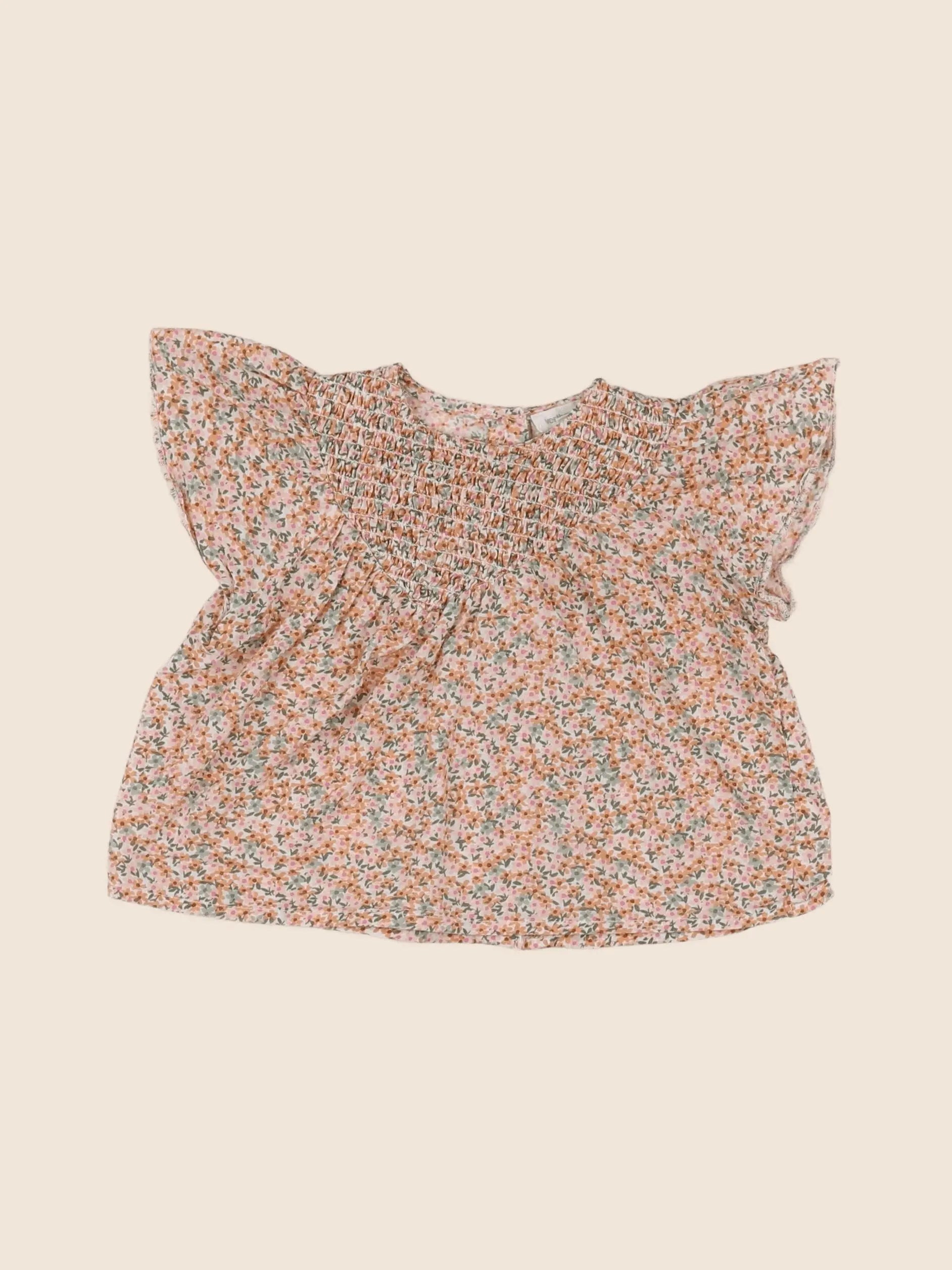 Vertbaudet - blouse orange, vert - 6 mois