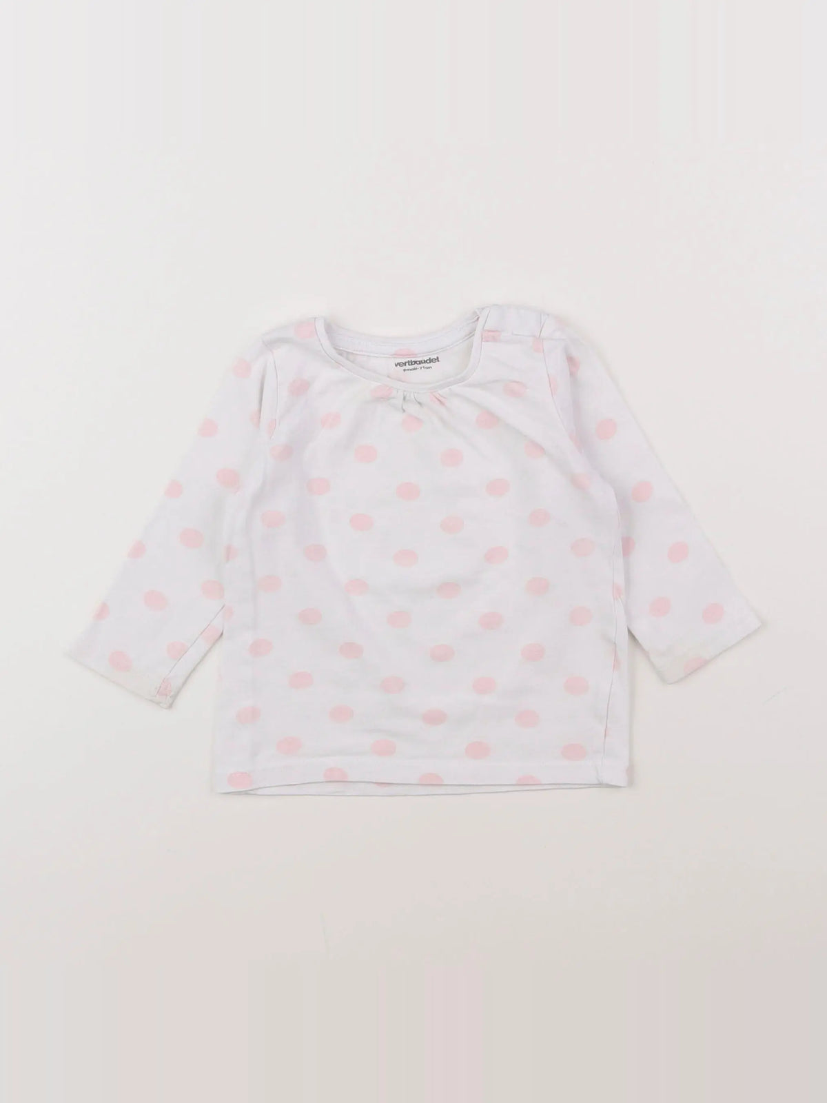 Vertbaudet - tee-shirt blanc, rose - 9 mois