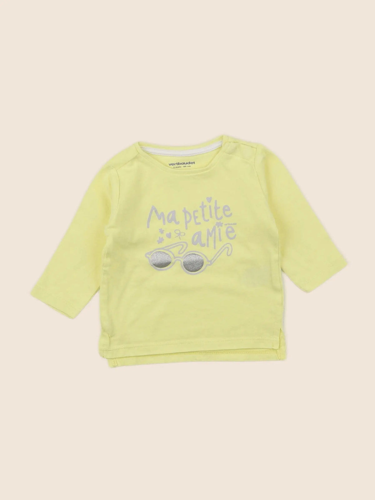 Vertbaudet - tee-shirt jaune - 3 mois