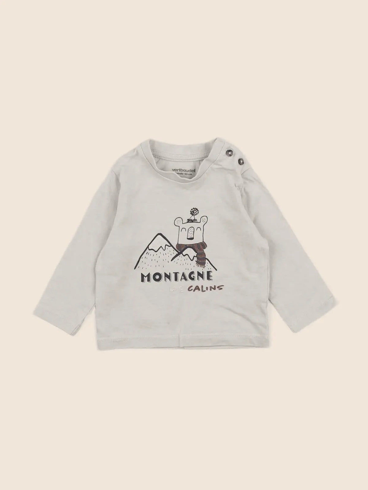 Vertbaudet - tee-shirt beige - 3 mois
