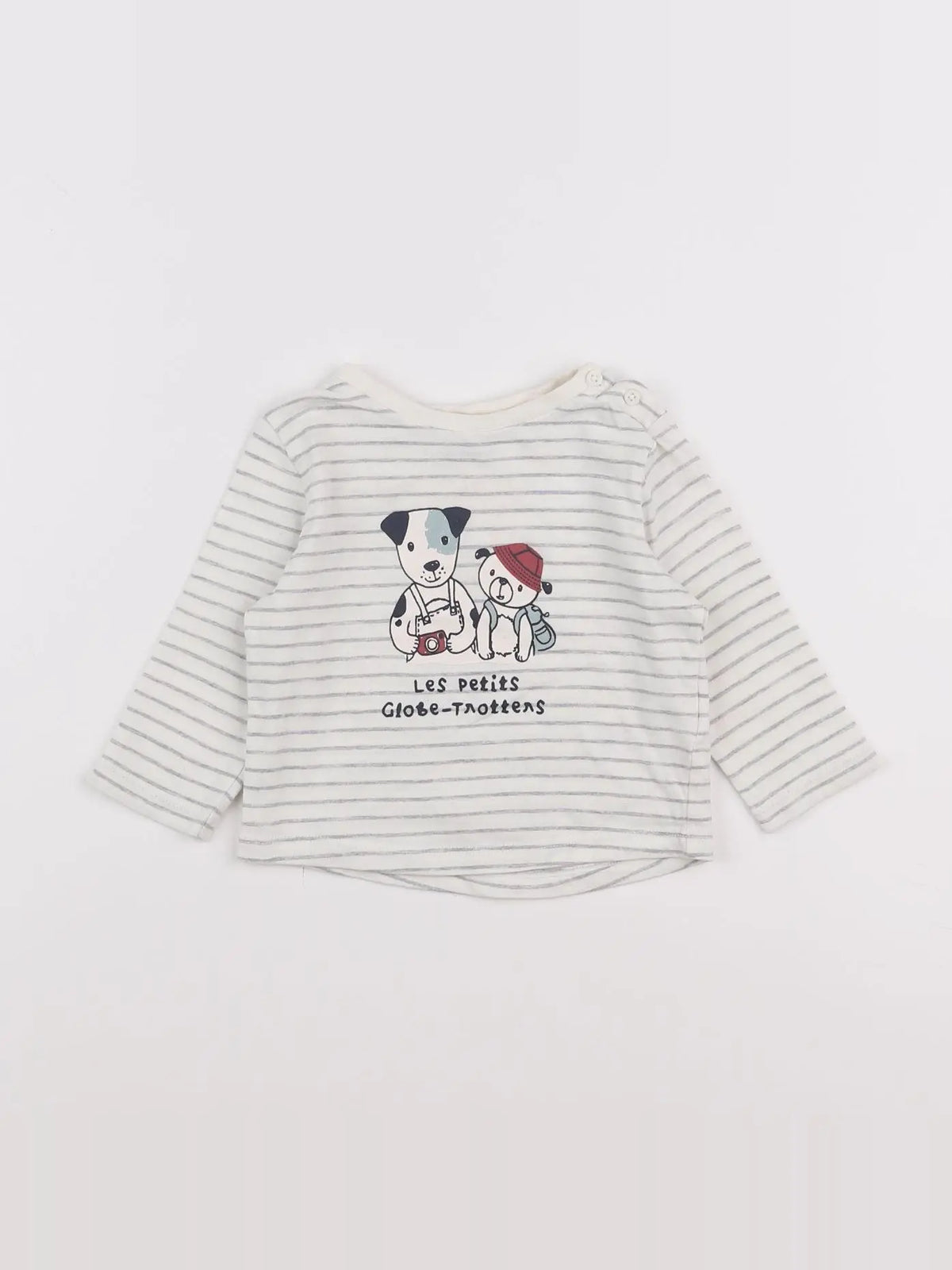 Vertbaudet - tee-shirt blanc, gris - 6 mois