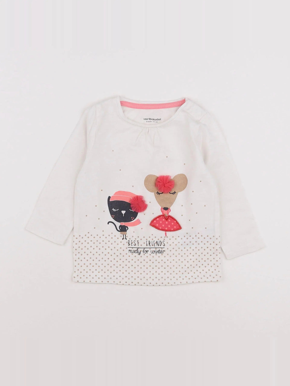 Vertbaudet - tee-shirt blanc - 9 mois
