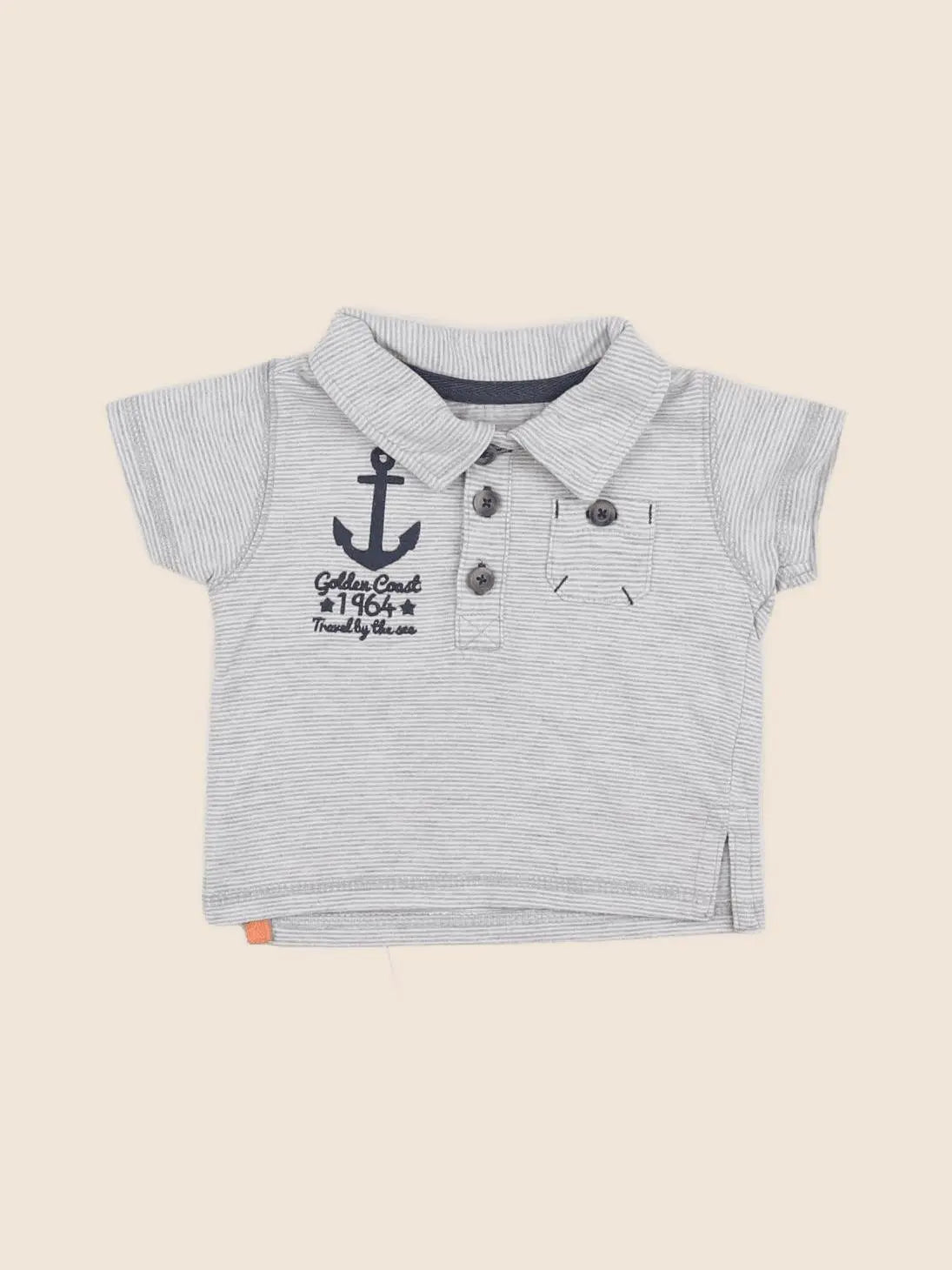 Vertbaudet - polo gris - 3 mois