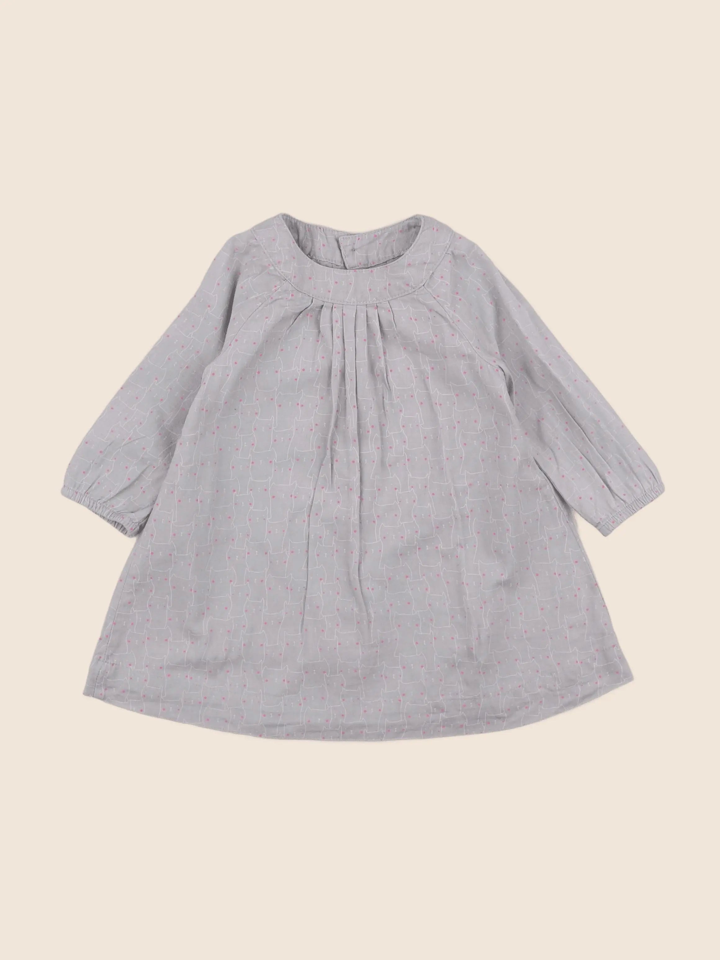 Vertbaudet - robe gris, rose - 12 mois