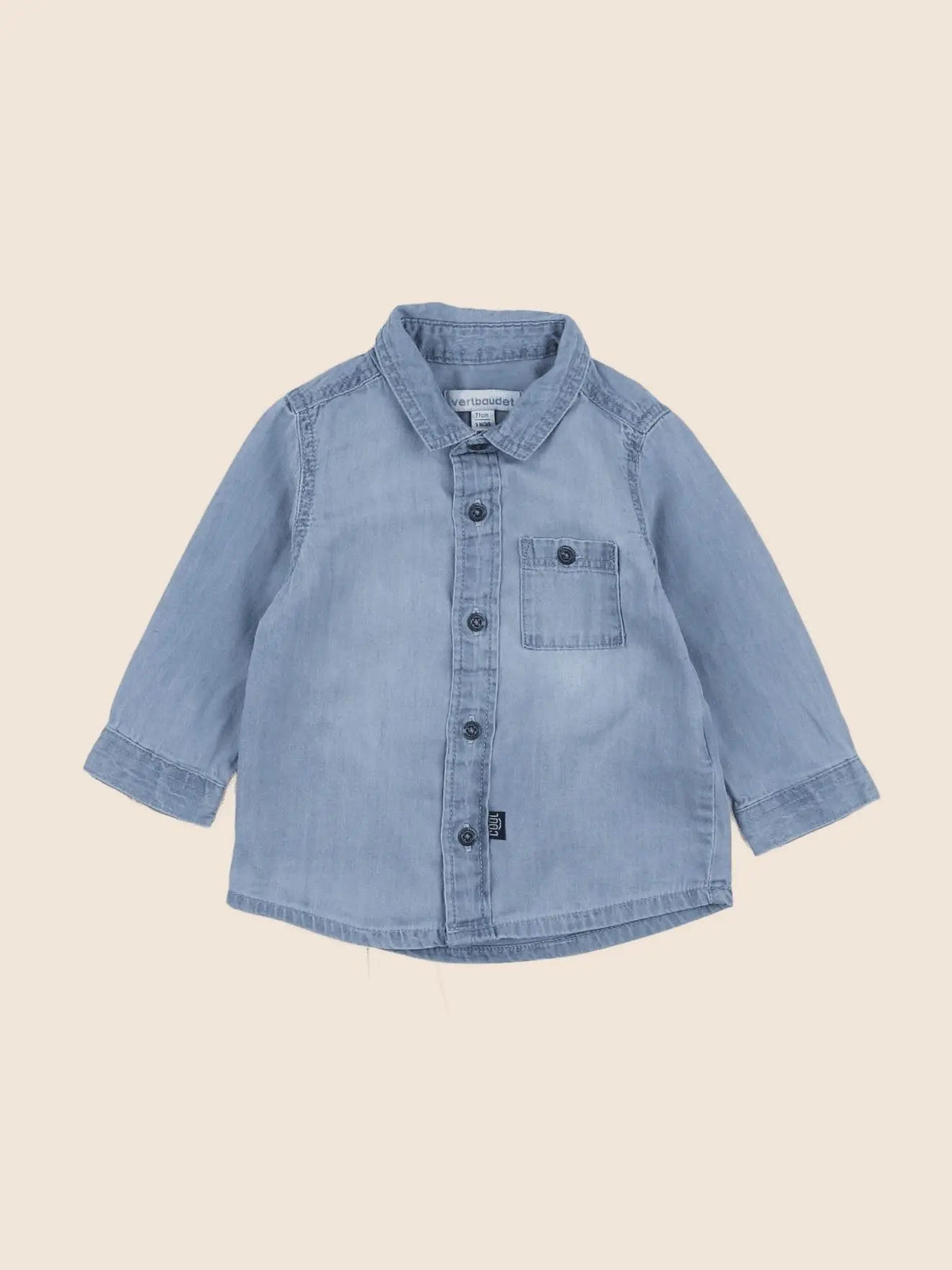 Vertbaudet - chemise bleu - 9 mois