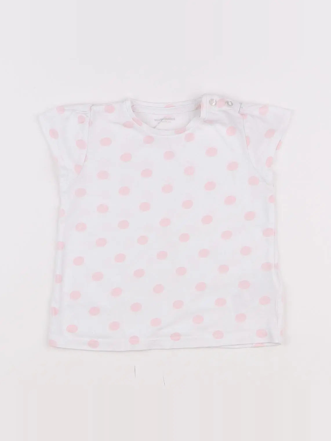 Vertbaudet - tee-shirt blanc, rose - 18 mois