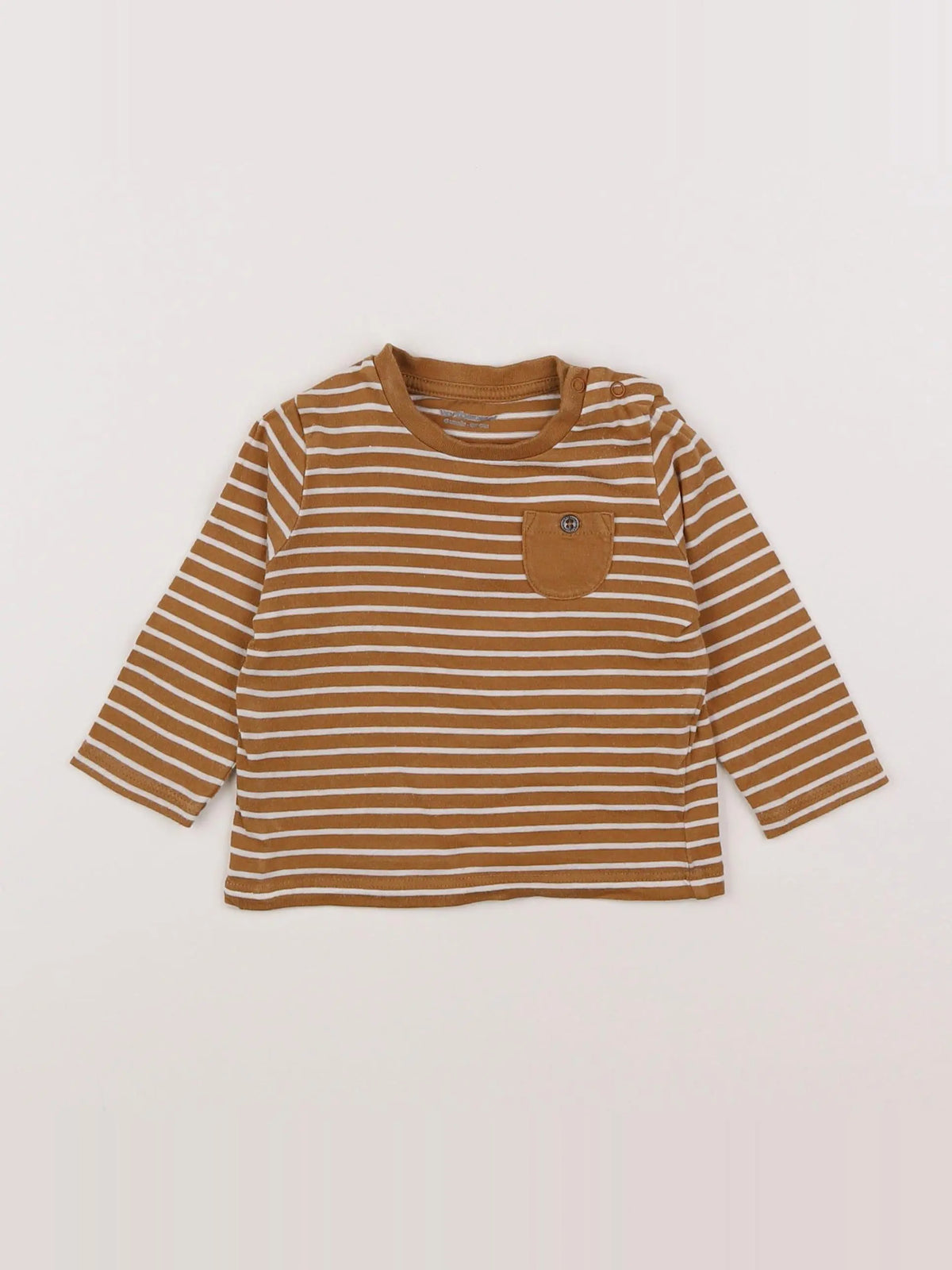 Vertbaudet - tee-shirt blanc, marron - 6 mois