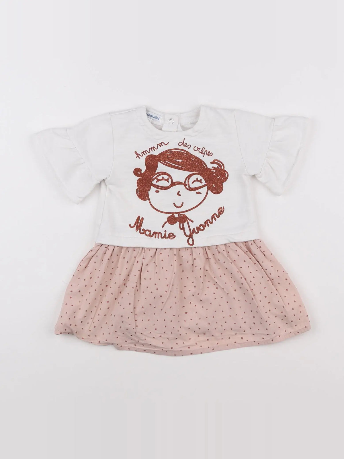 Vertbaudet - robe blanc, rose - 2 ans