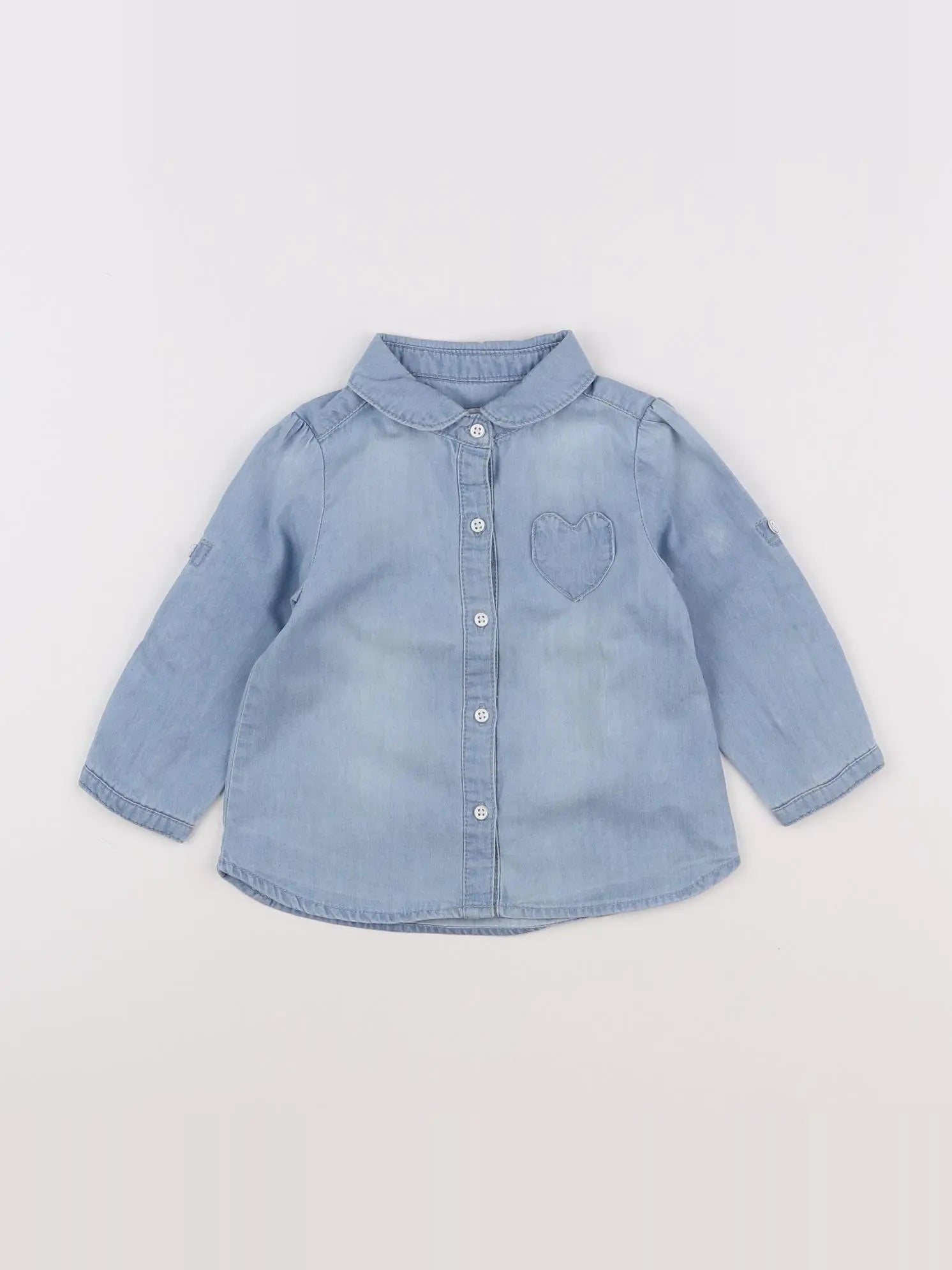 Vertbaudet - chemise bleu - 12 mois