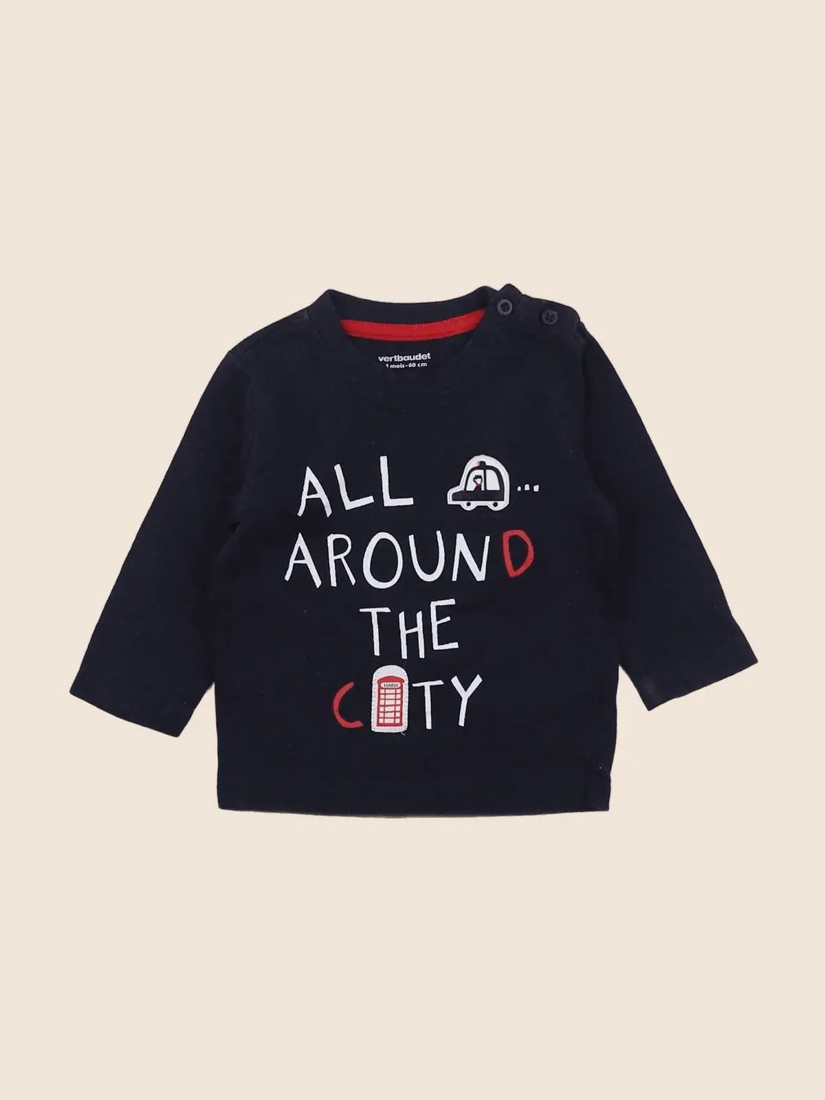 Vertbaudet - tee-shirt bleu - 3 mois