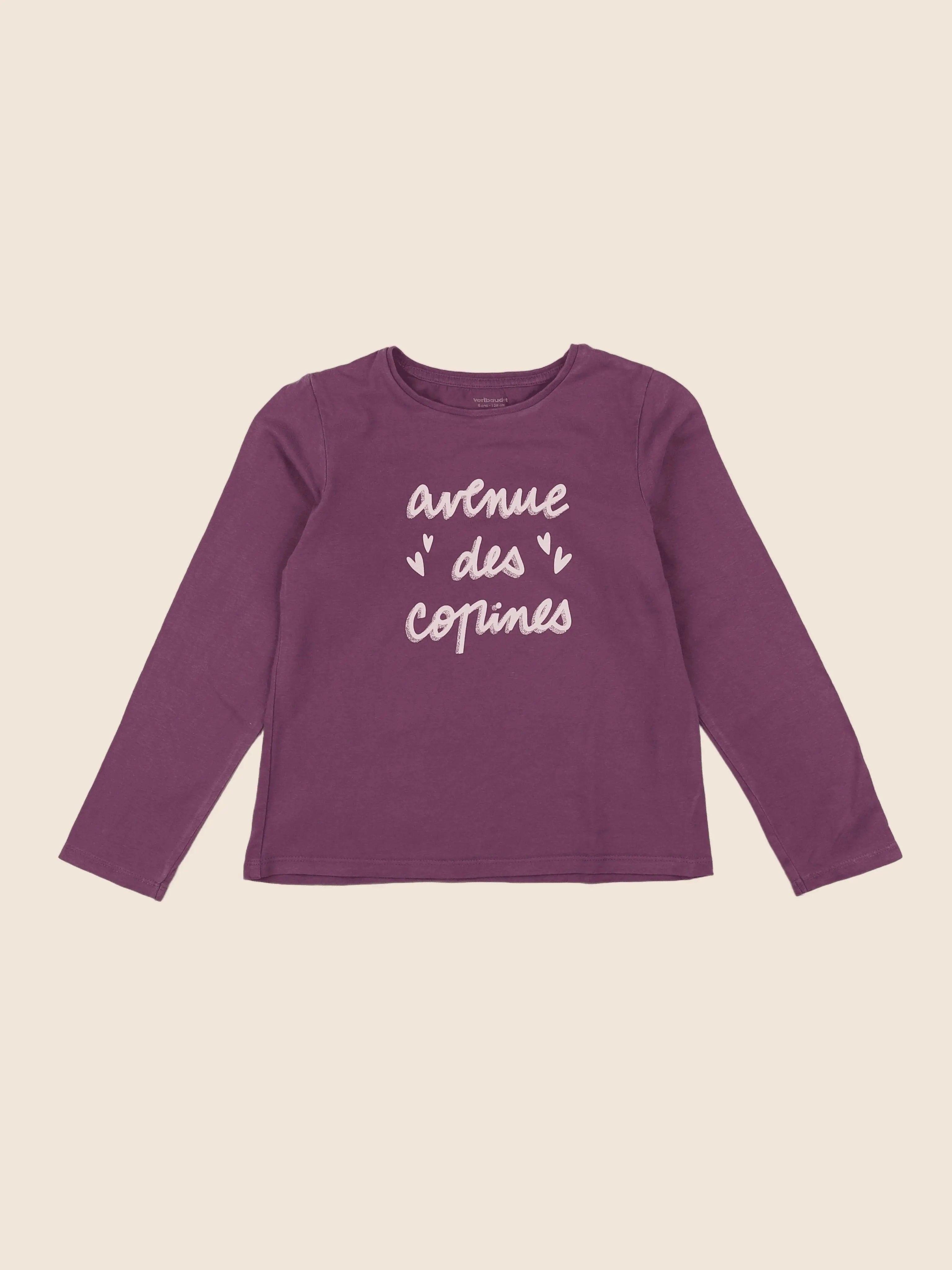 Vertbaudet - tee-shirt violet - 8 ans