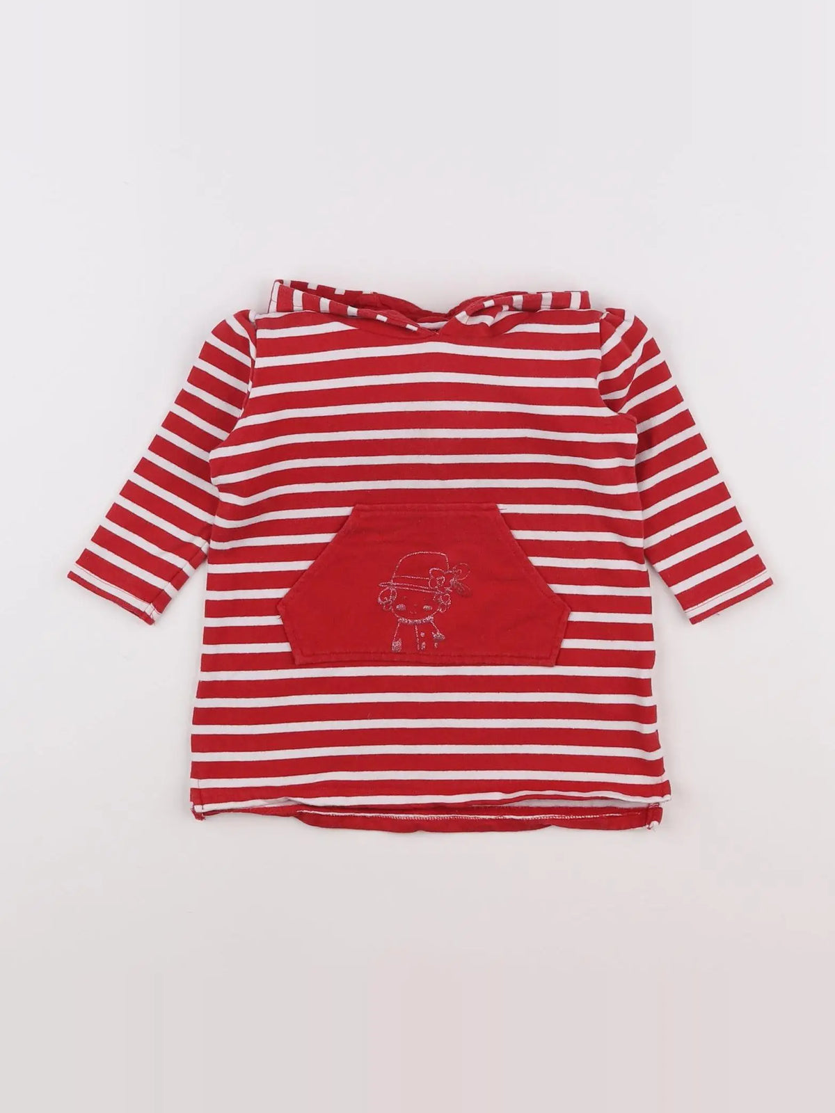 Vertbaudet - robe rouge, blanc - 2 ans