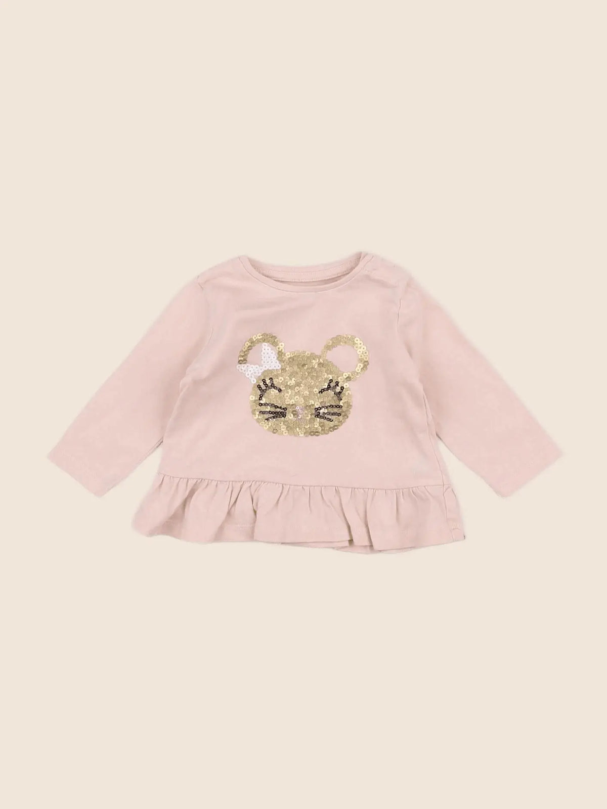 Vertbaudet - tee-shirt rose, or - 3 mois