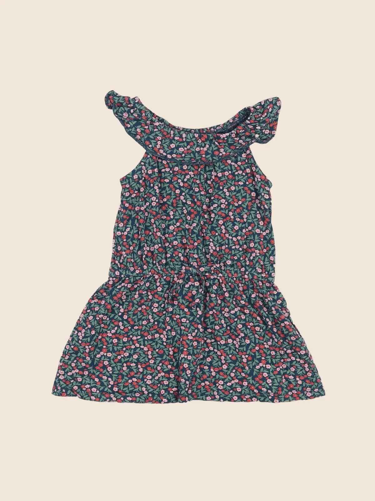 Vertbaudet - robe vert, rouge - 2 ans