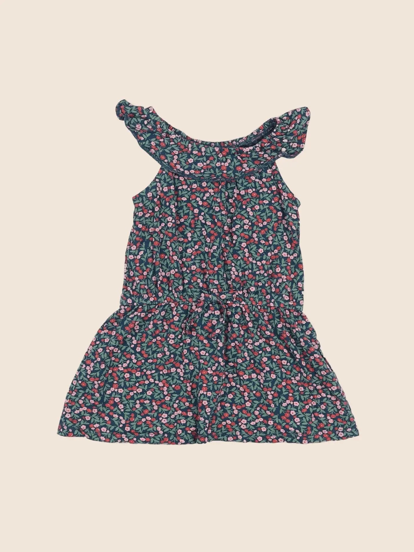 Vertbaudet - robe vert, rouge - 2 ans