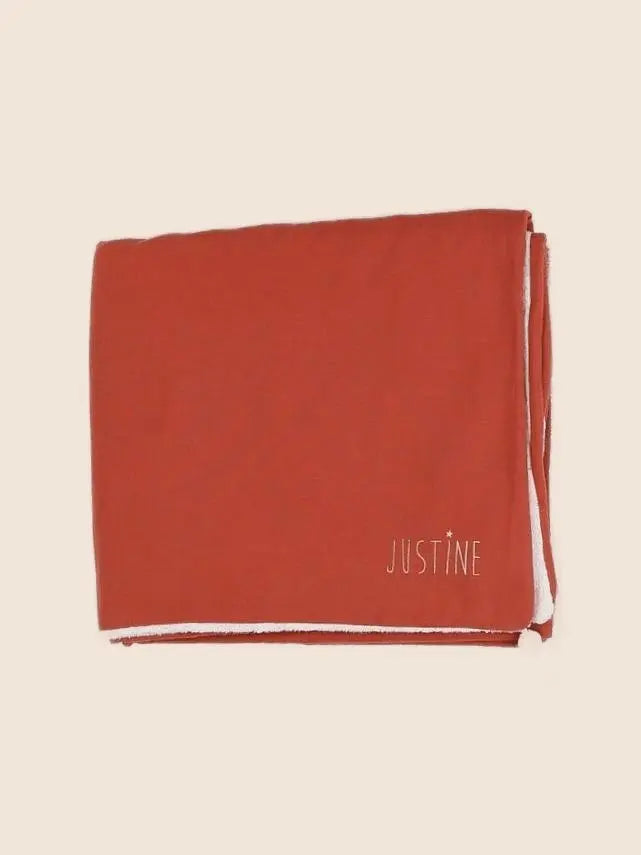 Petit Picotin - "JUSTINE" serviette de bain rouge - 130X75 cm