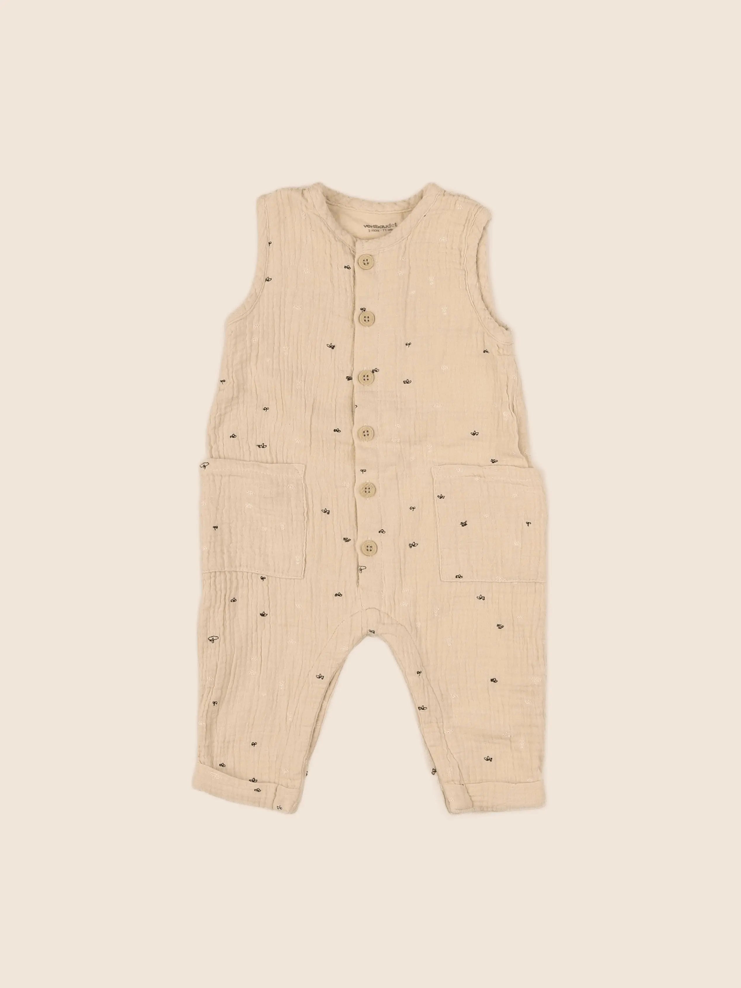 Vertbaudet - combinaison beige - 9 mois