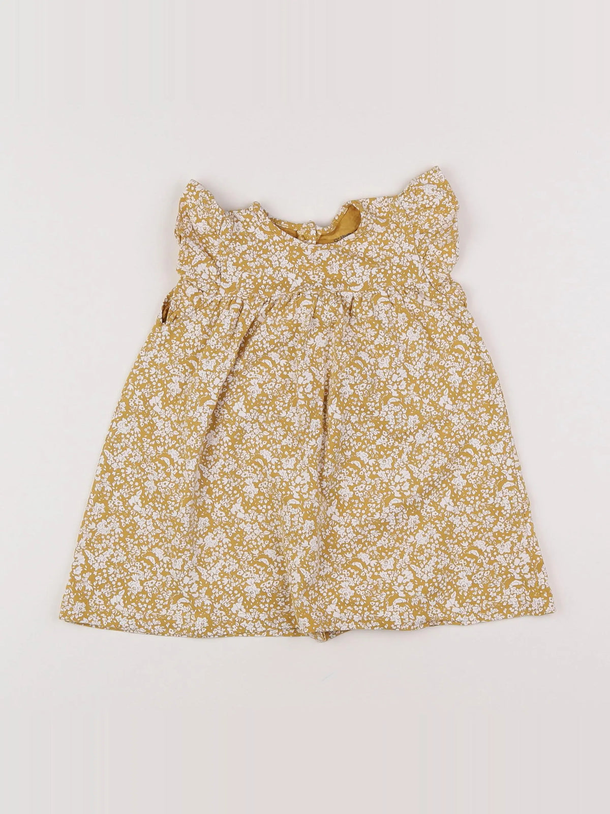 Vertbaudet - robe jaune, blanc - 12 mois