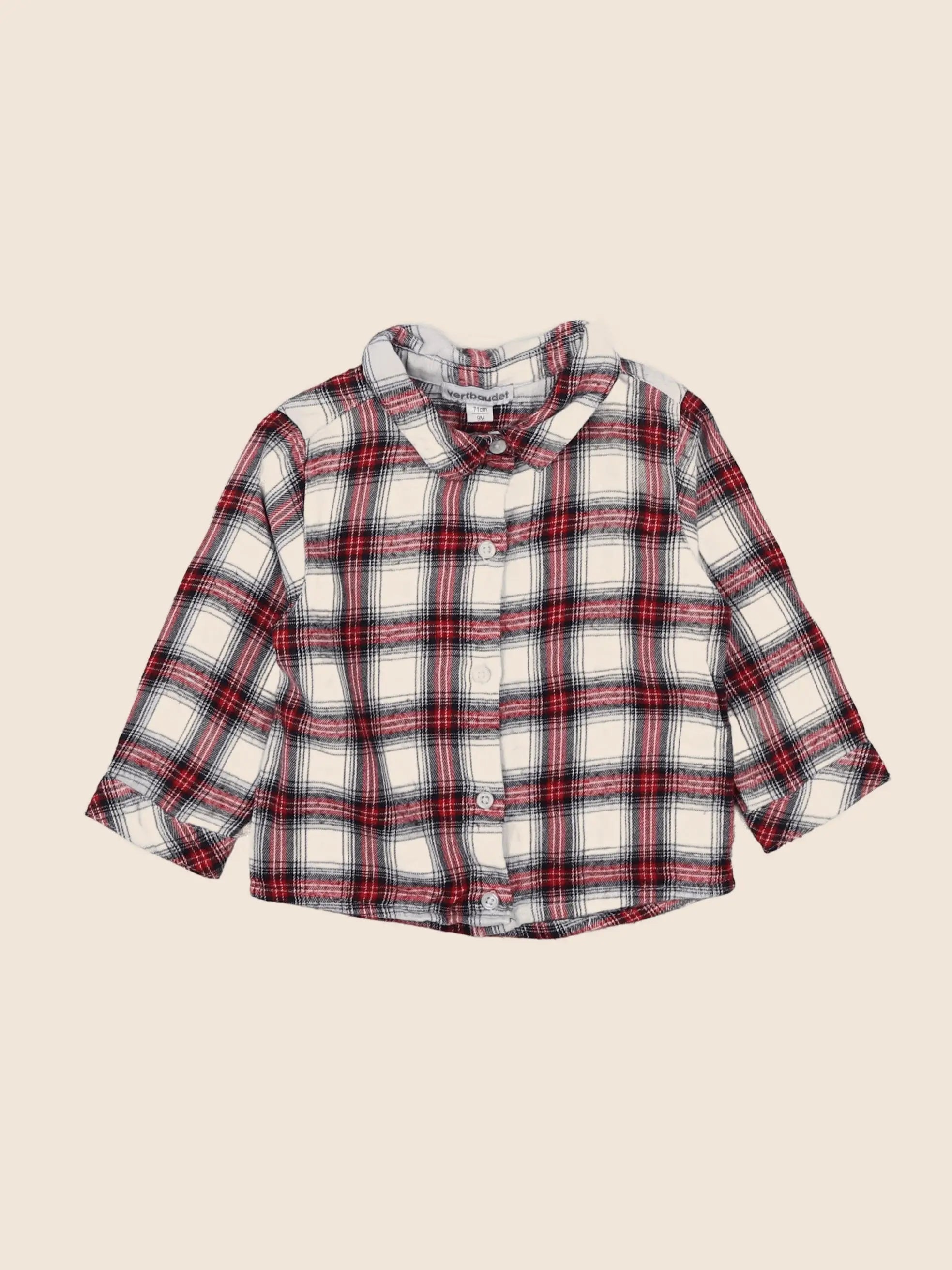 Vertbaudet - chemise rouge - 9 mois
