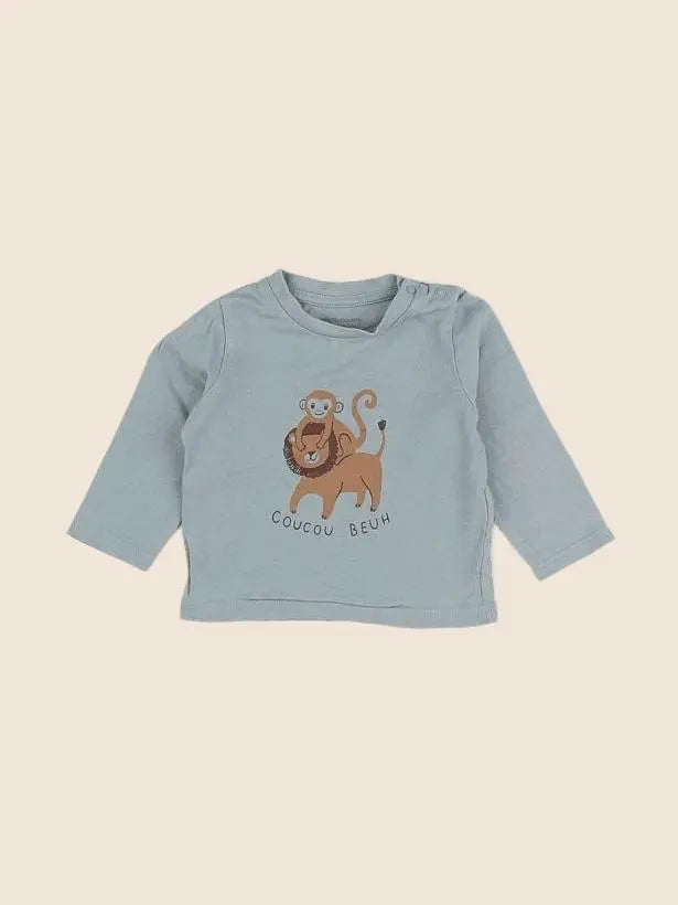 Vertbaudet - tee-shirt bleu - 6 mois