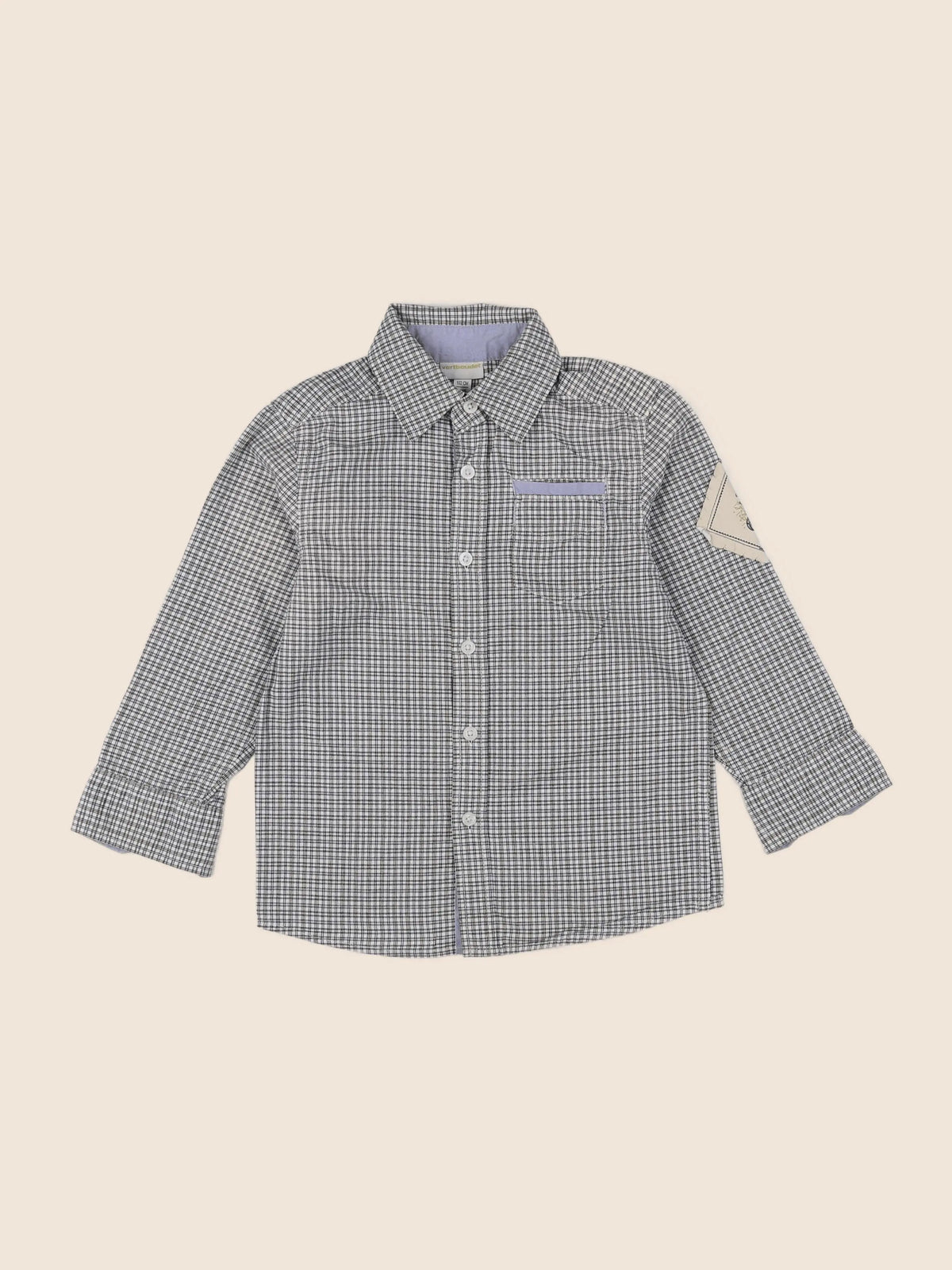Vertbaudet - chemise imprimé au dos beige, gris - 4 ans