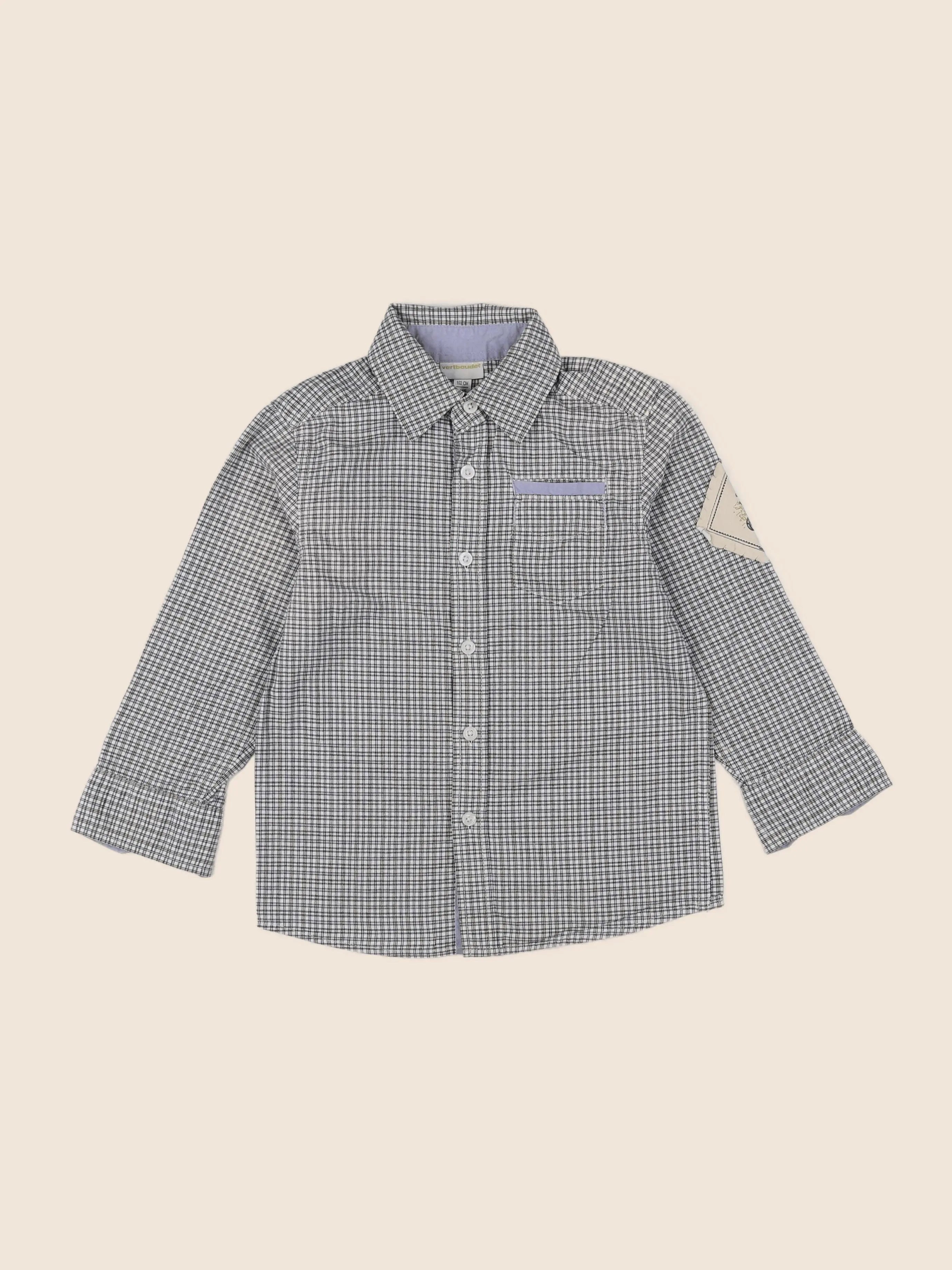 Vertbaudet - chemise imprimé au dos beige, gris - 4 ans