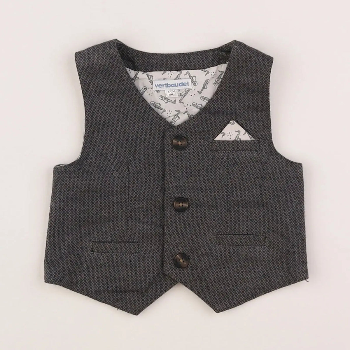 Vertbaudet - gilet gris - 6 mois