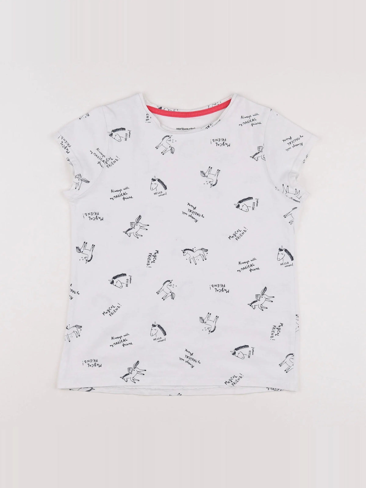 Vertbaudet - tee-shirt blanc, bleu - 10 ans