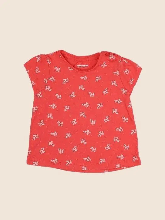 Vertbaudet - tee-shirt orange, rouge - 12 mois
