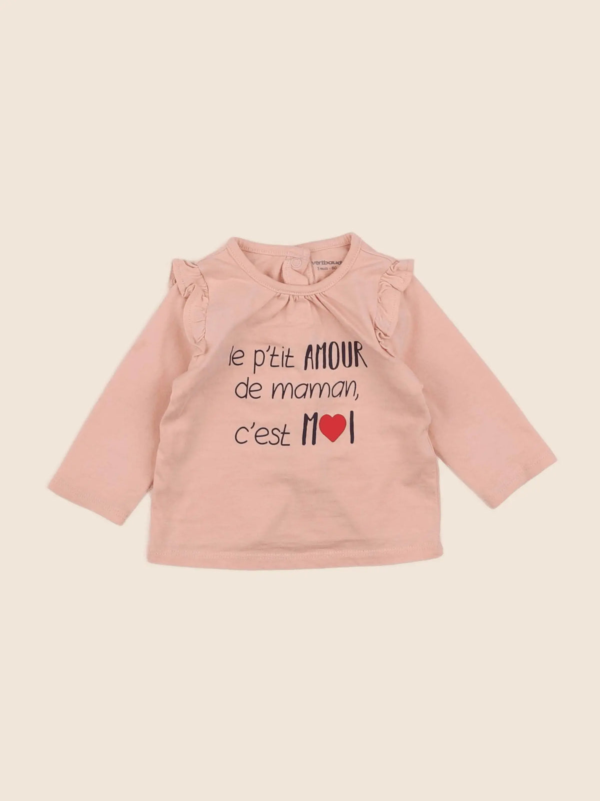 Vertbaudet - tee-shirt rose - 3 mois